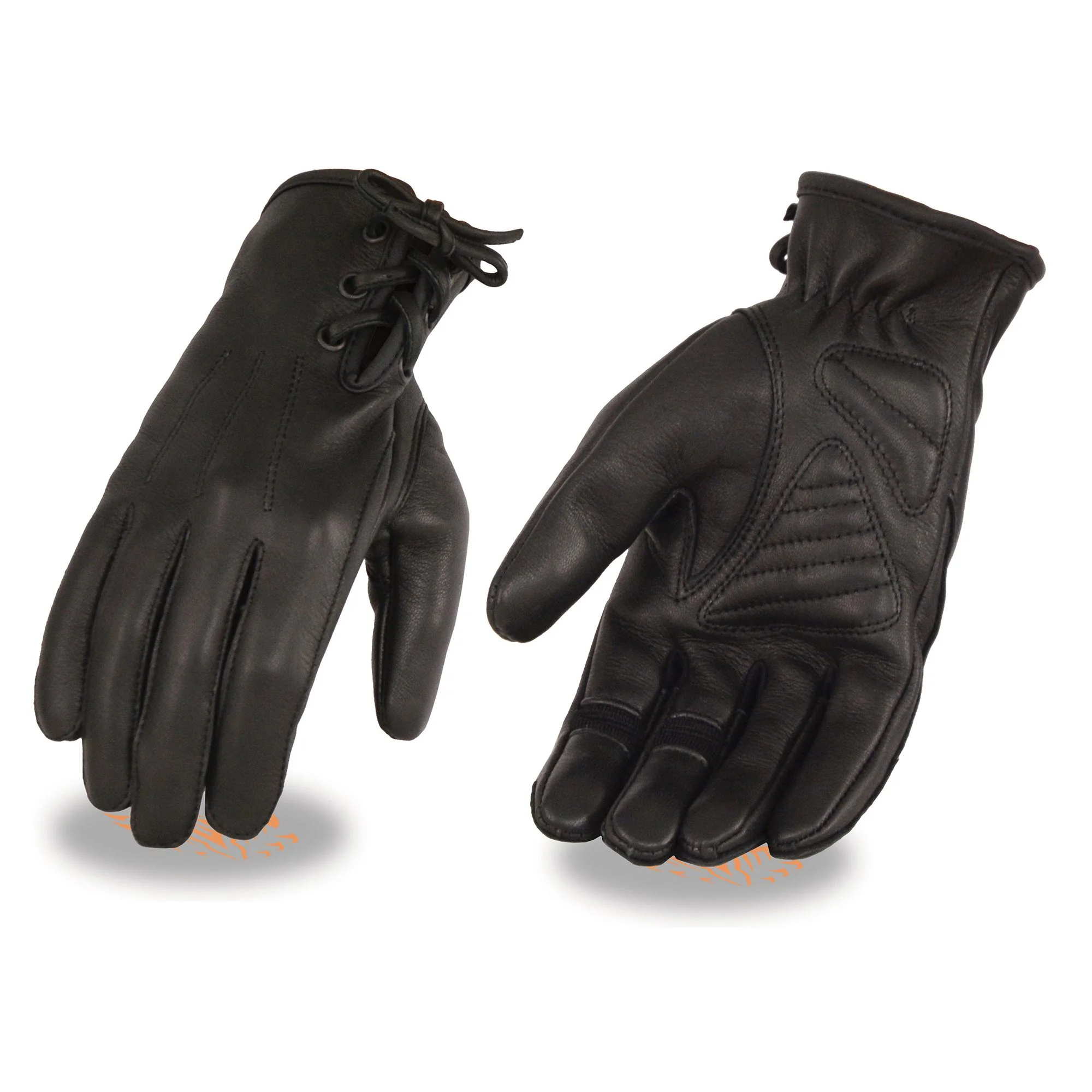 Milwaukee Leather MG7745 Women's Black Deerskin ’I - Touchscreen Compatible’ Laced Wrist Motorcycle Hand Gloves W/ Gel Palm XXX-Large