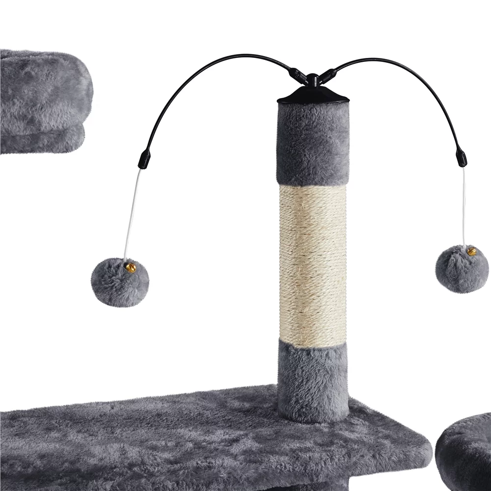 Yaheetech Multilevel Plush Cat Tree Cat Tower with Sisal Scratching Posts Perches Condos, Dark Gray