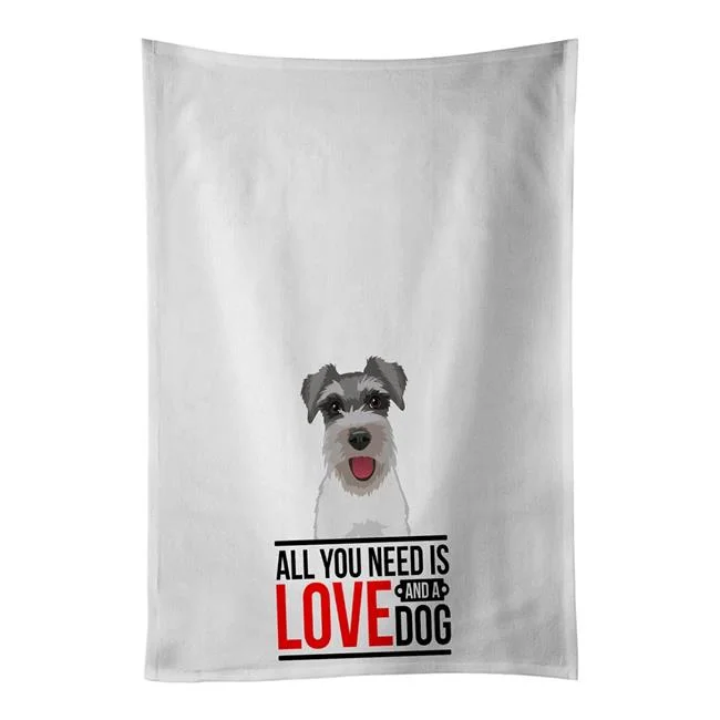28 x 19 in. Unisex Schnauzer Salt & Pepper No.3 White Dish Towels Kitchen Towel - Set of 2