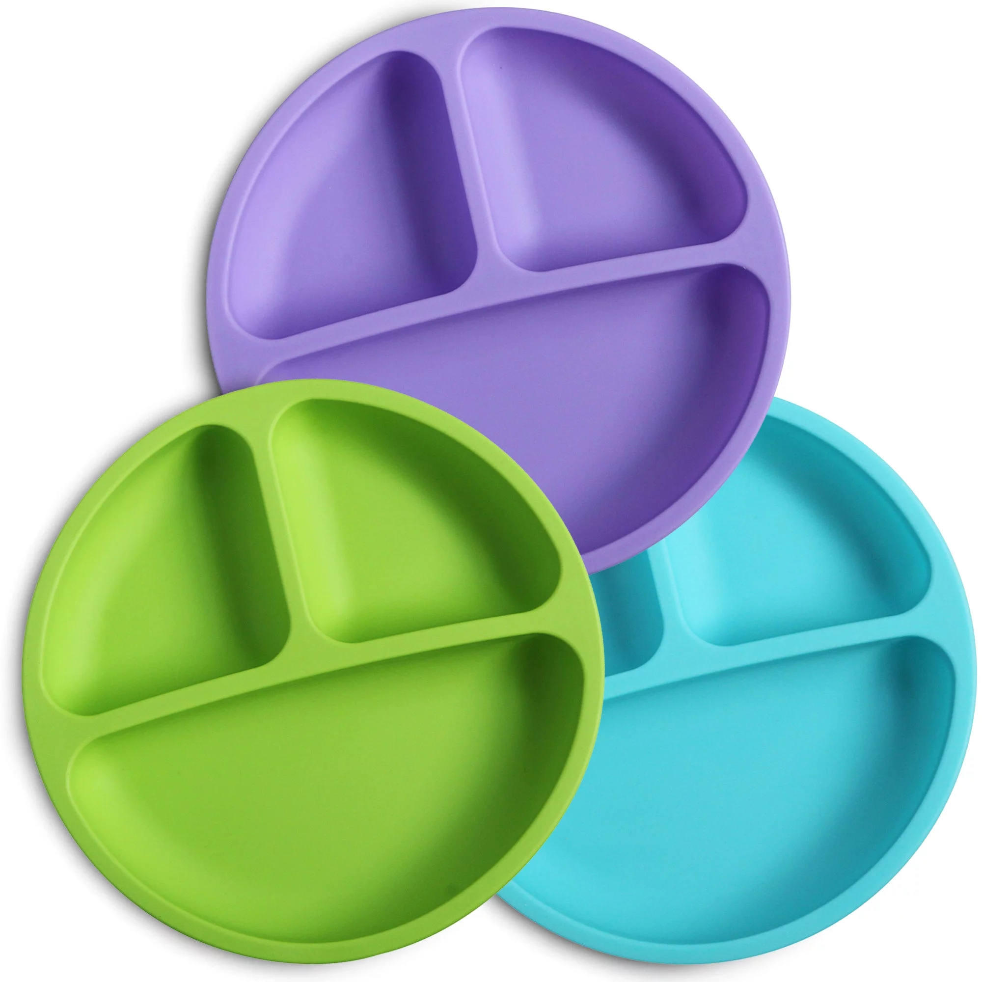 WEESPROUT 100% Silicone Divided Plates for Toddlers | Set of 3