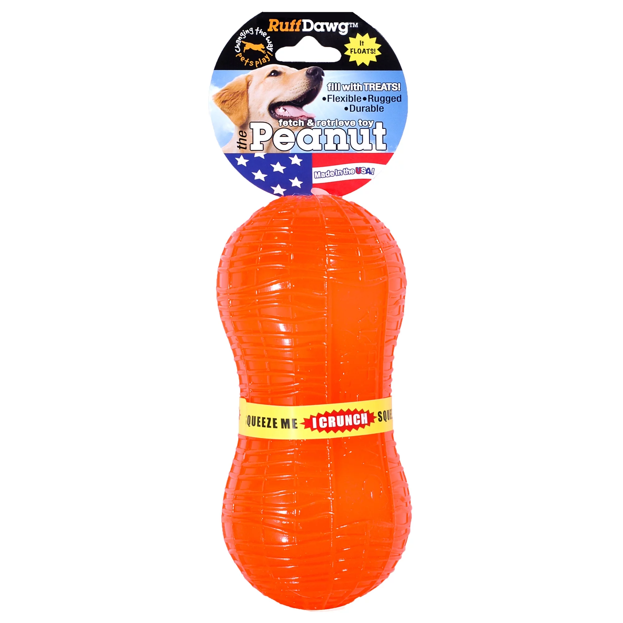 Ruff Dawg Peanut Crunch Rubber Indestructible Retrieving Dog Toy, Color Varies