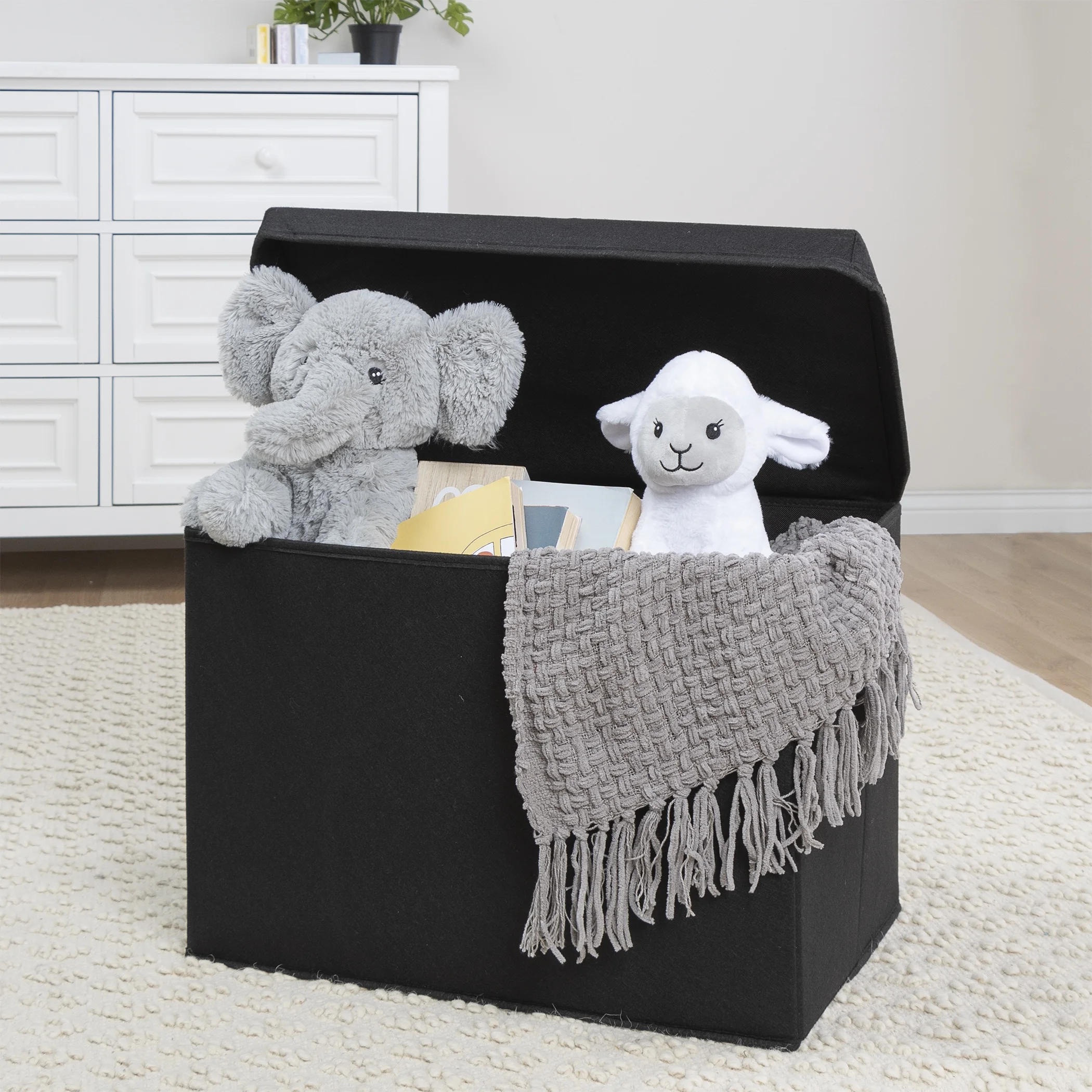 Sammy & Lou Black Solid Color Felt  Storage/Toy Box for Infant or Toddler, Unisex