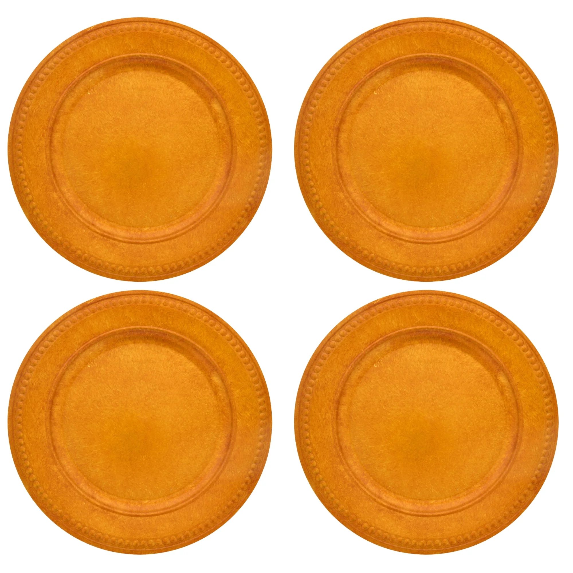 Antique Gold Plastic Charger Plates with Beaded Rims 13in Round Plastic Service Plate for Home Dinner Party Weddings Christmas New year Holiday Party Tables Decor Set of 4 & CUSTOM Storage Carrier