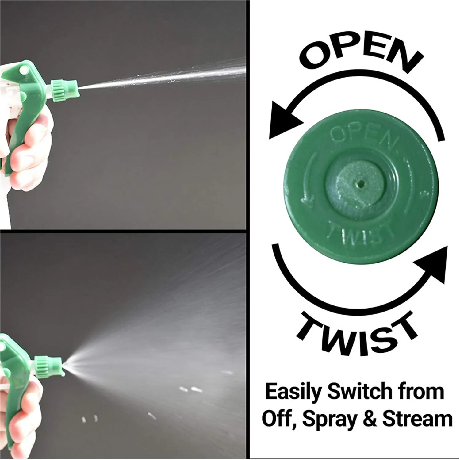 CARCAREZ Heavy Duty Trigger Sprayer Replacement for 32 oz Sprayer Bottles, Green, Pack of 12