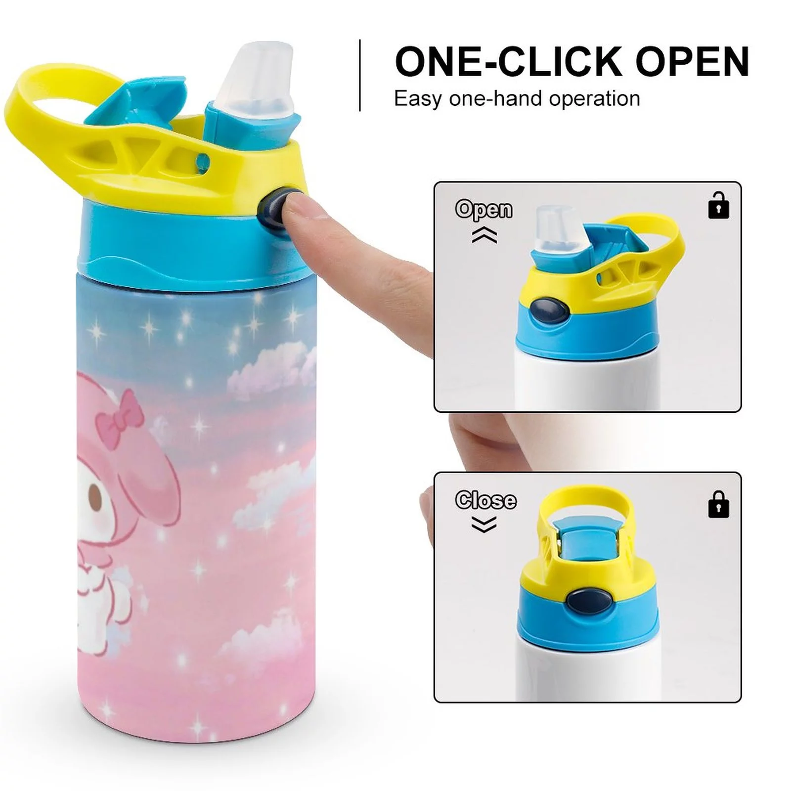 My Melody Kawaii Children's Water Bottle Vacuum Insulated Stainless Steel Cup With Straw Toddler Thermoses