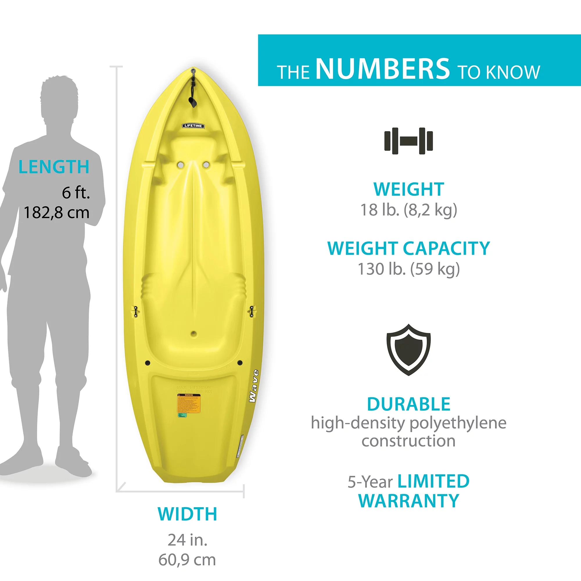 Lifetime Yellow Wave Youth Kayak and Body Glove Life Jacket Bundle