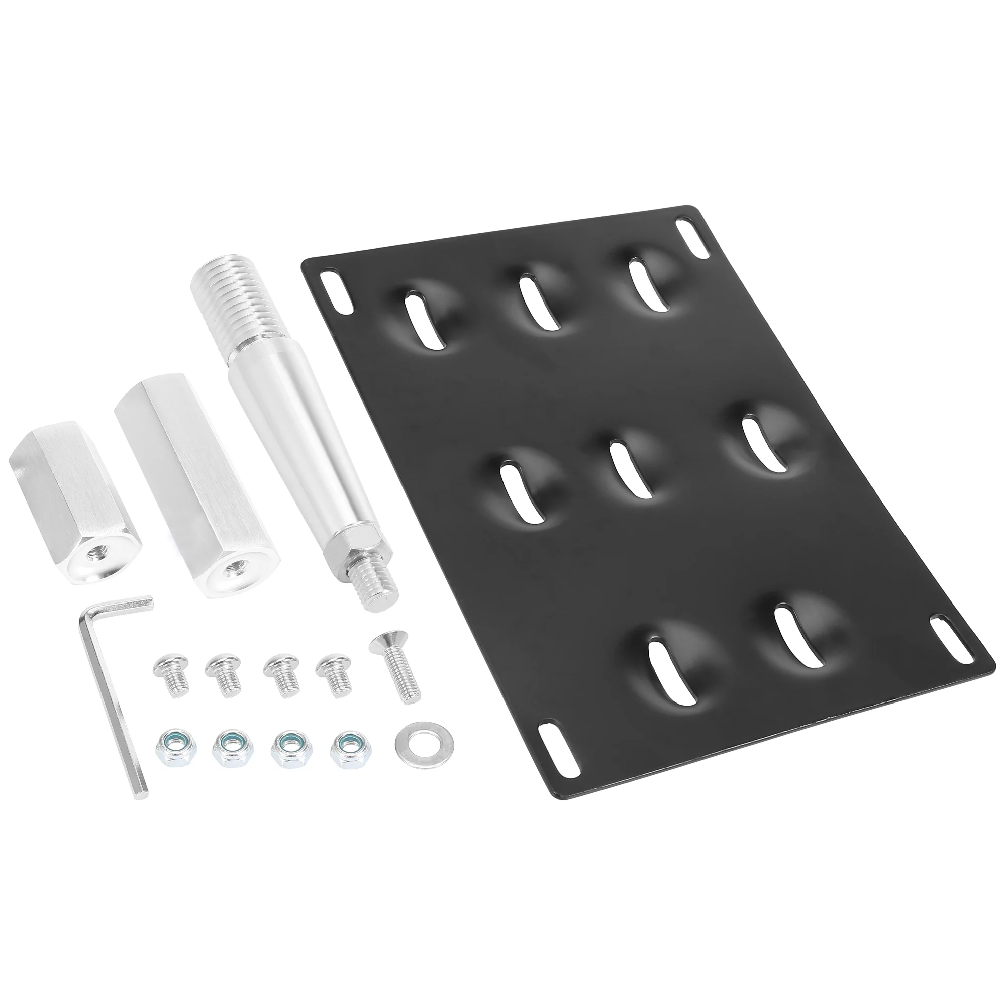 Unique Bargains Car Front Bumper Tow Hook License Plate Mount Bracket Holder Set Bolt On Black for Mitsubishi Lancer