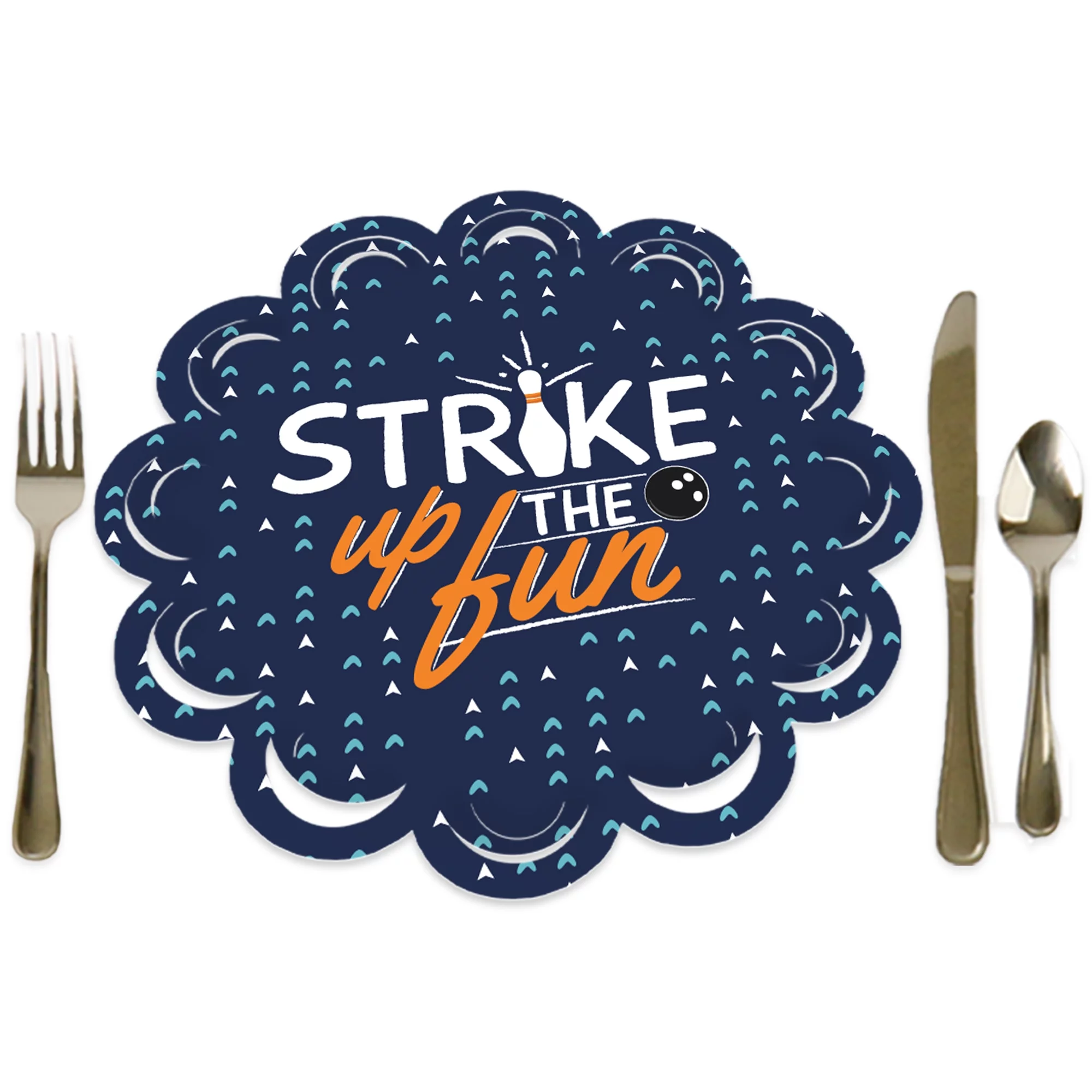 Big Dot of Happiness Strike Up the Fun - Bowling - Birthday Party or Baby Shower Round Table Decorations - Paper Chargers - Place Setting For 12