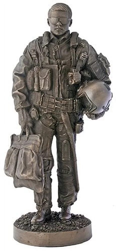 Jet Fighter Pilot in Uniform Statue Military Figurine