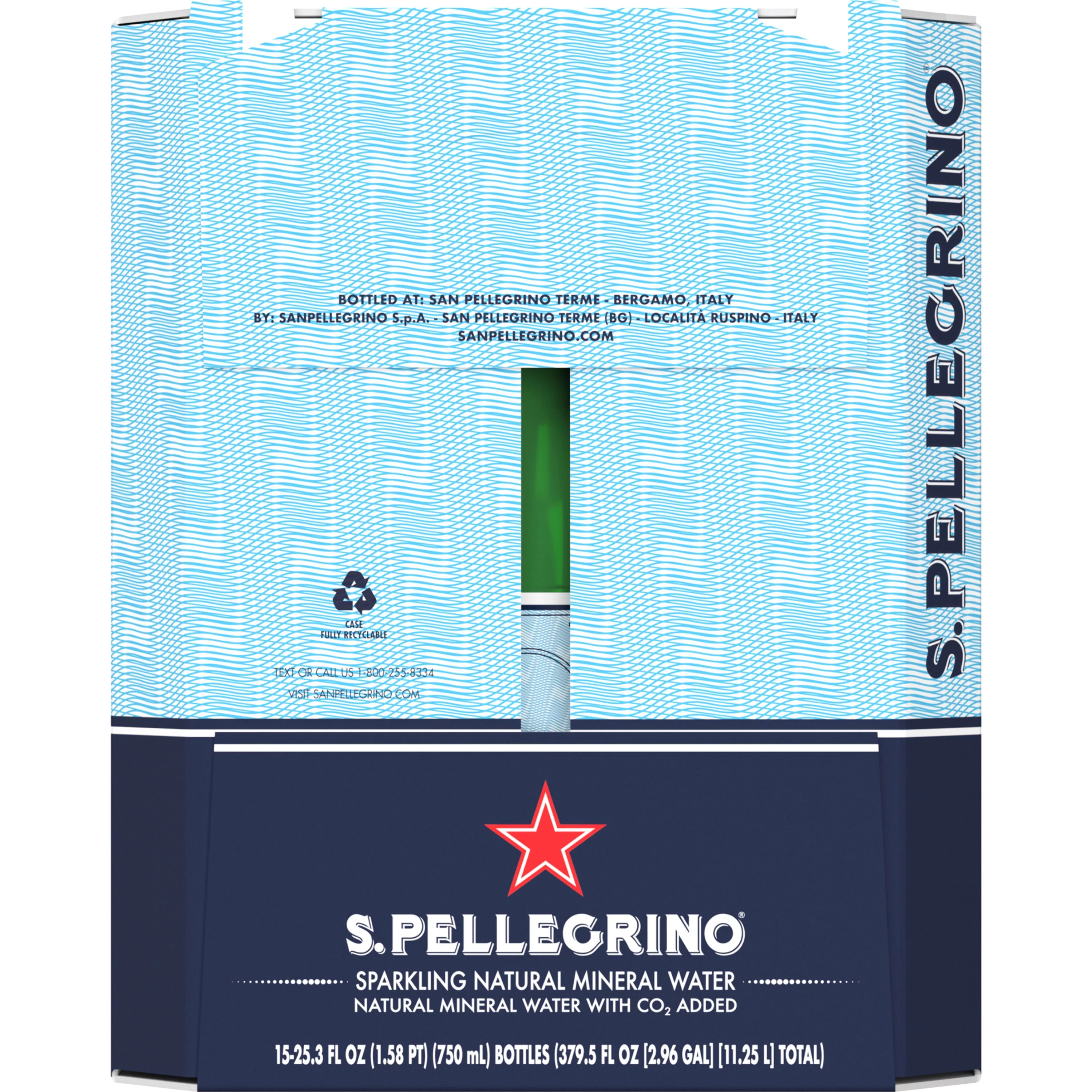 S.Pellegrino Sparkling Natural Mineral Water, 15 Pack of Glass Bottles 379.5 fl oz