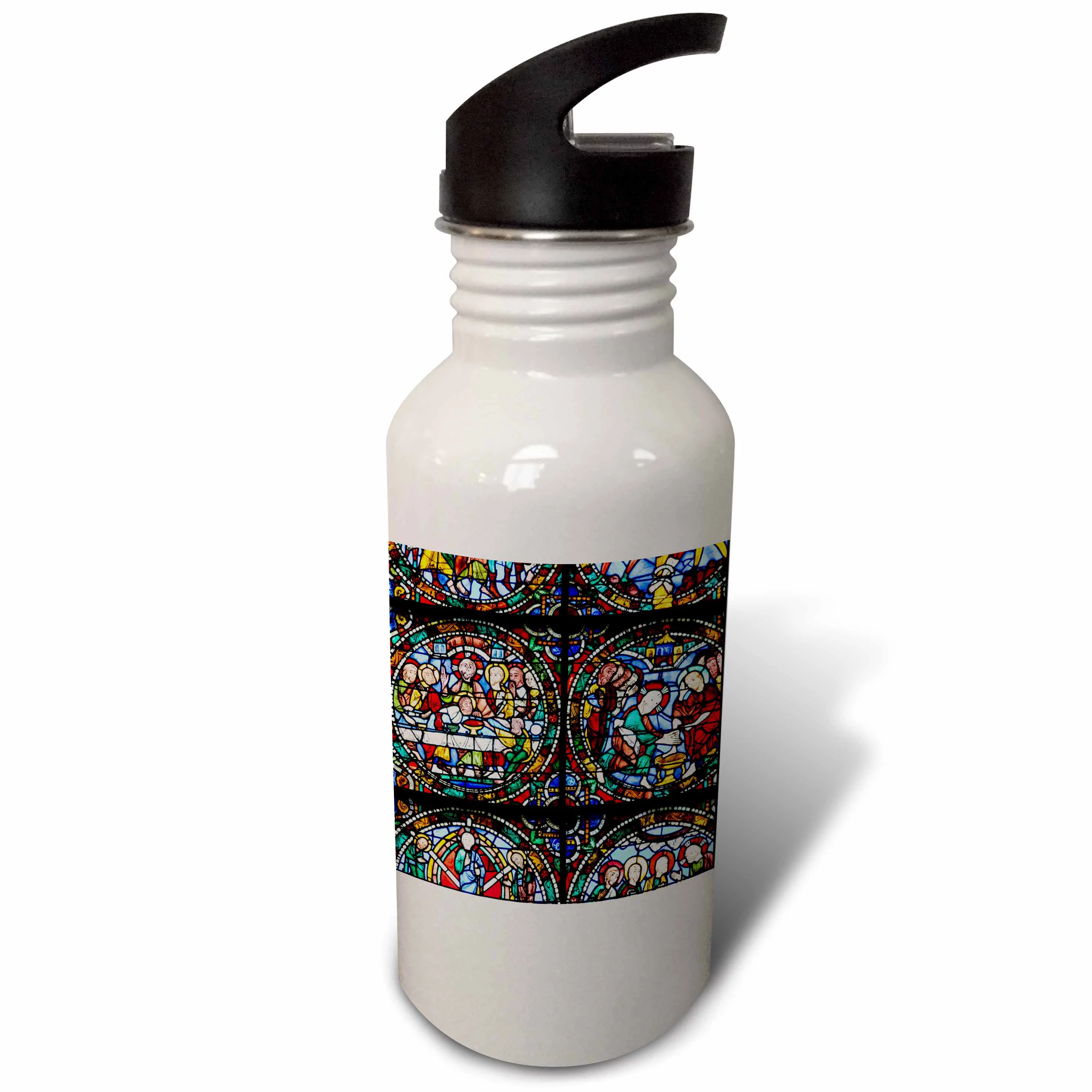 France, Centre, Chartres, Chartres Cathedral, stained glass window. 21 oz Sports Water Bottle wb-189343-1