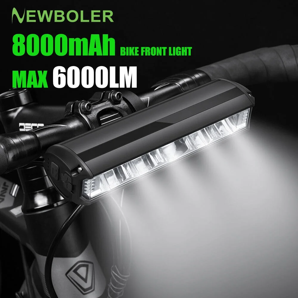 Bicycles Light Front 8000mAh Waterproof Flashlight USB Charging Road Lamp