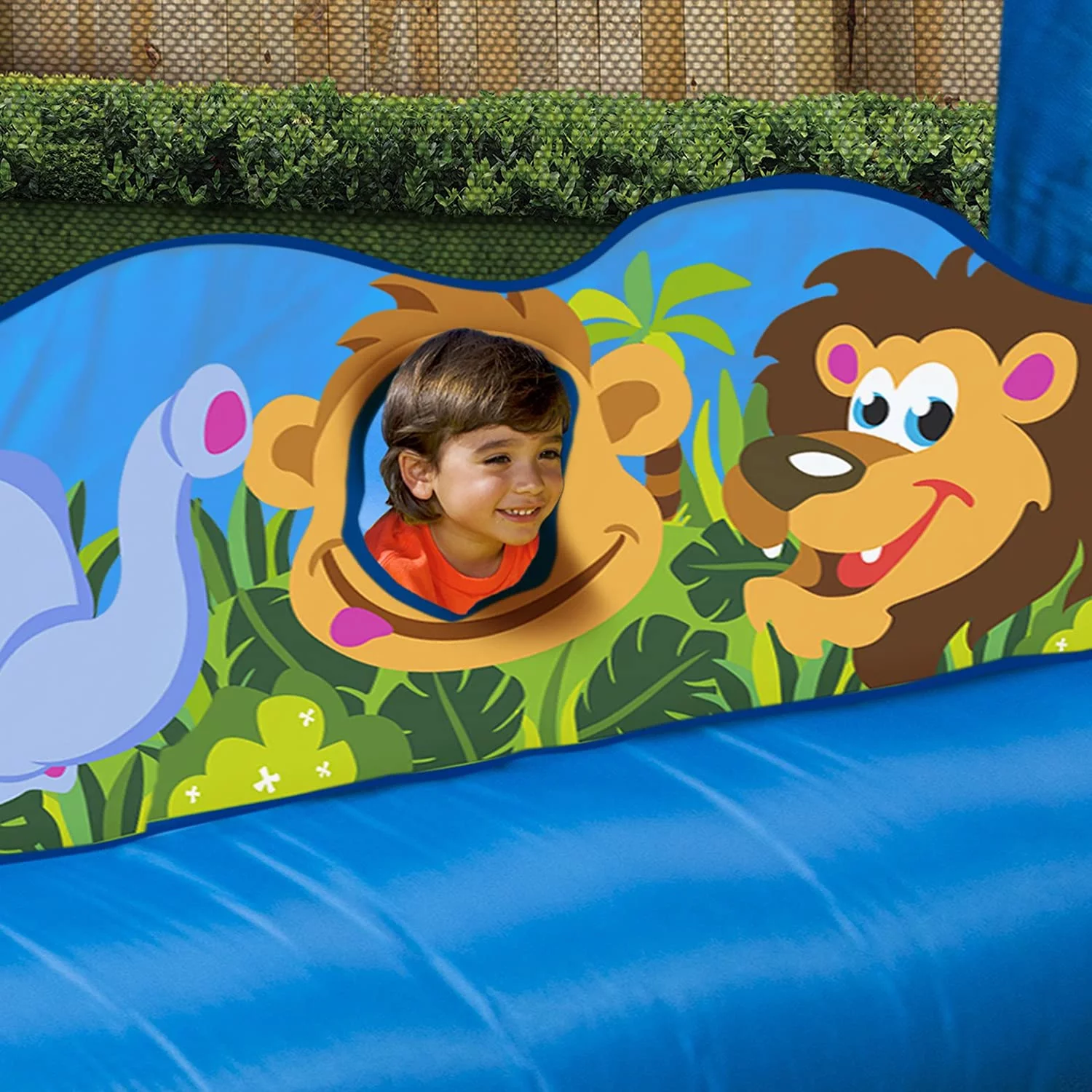 Banzai Happy Hippo Inflatable Bouncer Blow Up Bouncing House w/ Mesh Walls