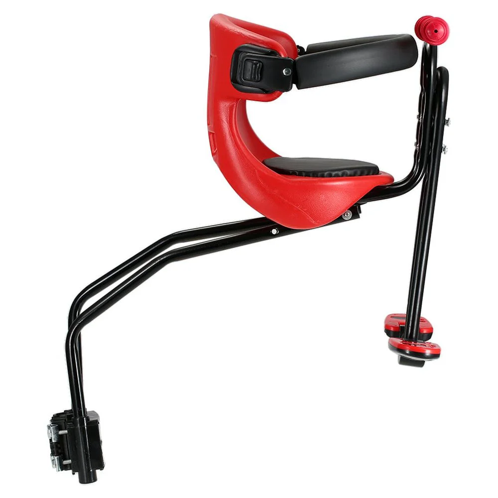 Kids Child Safety Carrier Front Seat Saddle Cushion with Back Rest Foot Pedals