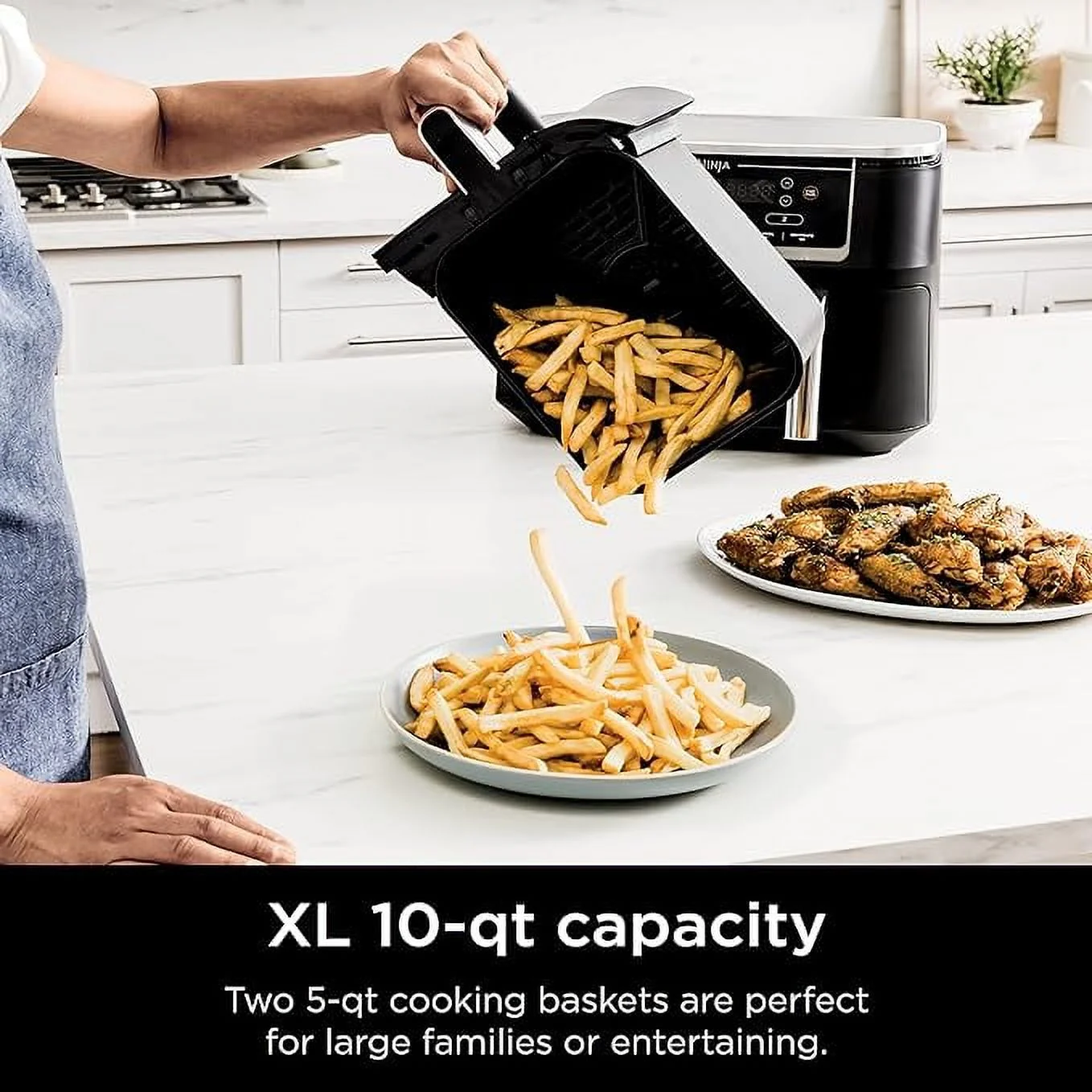 Open Box Ninja DZ550 Foodi 10 Quart 6-in-1 DualZone Smart XL Air Fryer 2 - Grey