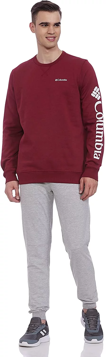 Columbia Mens Logo Fleece Crew Red Jasper/White Medium