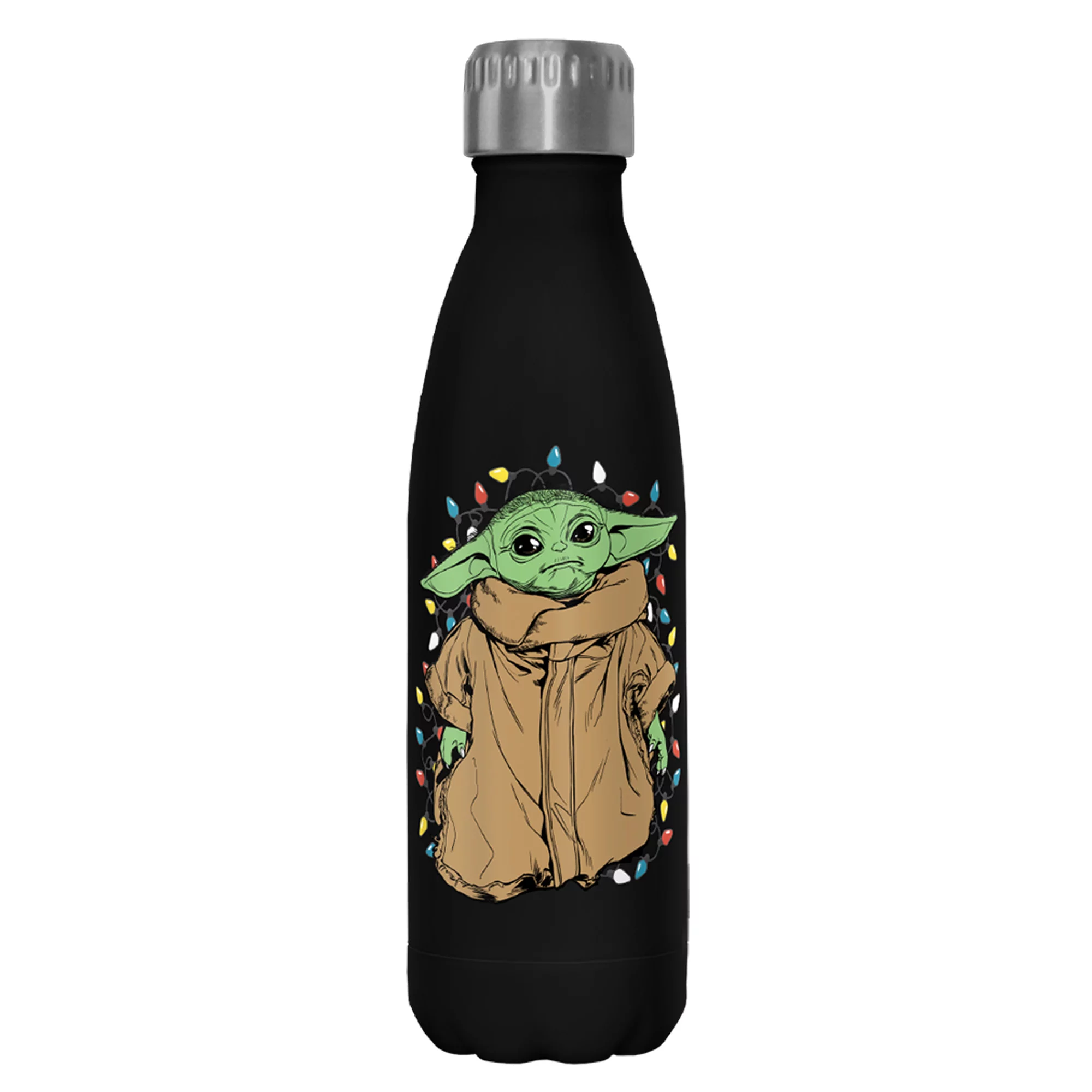 Star Wars: The Mandalorian Jolly Grogu  Stainless Steel Water Bottle Black 17 oz.