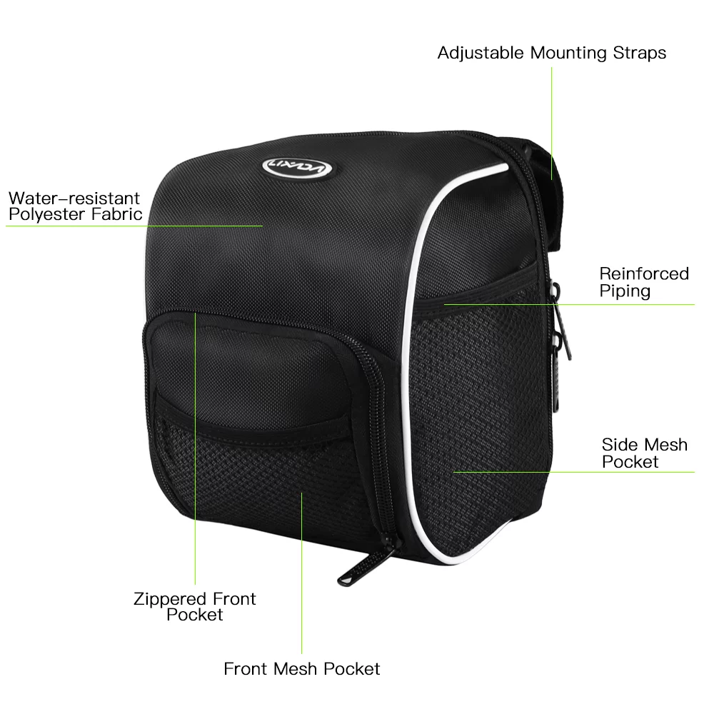 Lixada Bicycle Handlebar Bag Cycling Bike Front Bag Basket with Rain Cover