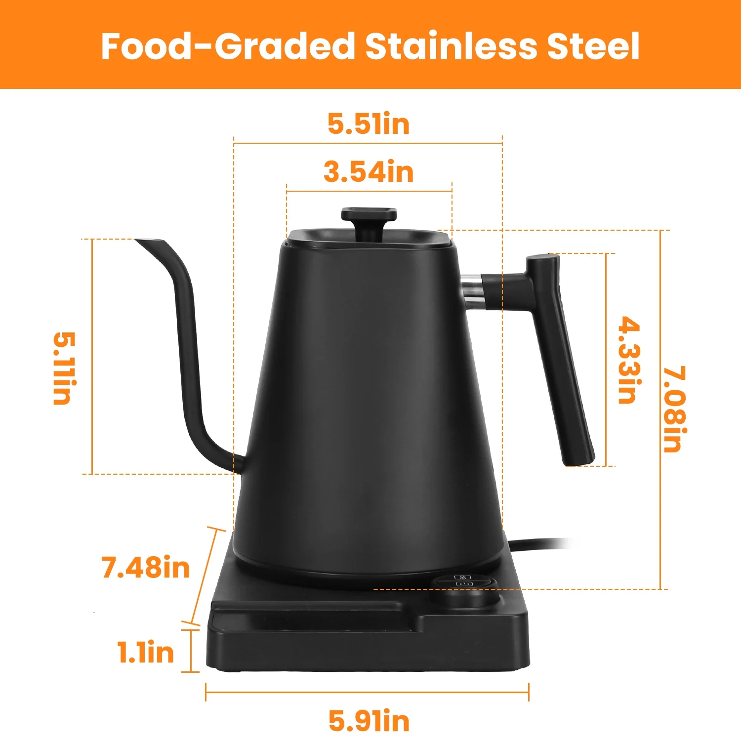 iMounTEK Gooseneck Electric Kettle 1.0L with Temperature Control, Fast Boiling Hot Water Kettle for Coffee Tea, Dry Burning Protection, 24H Keep Warm, 1200W Stainless Steel Pour-Over Coffee Kettle