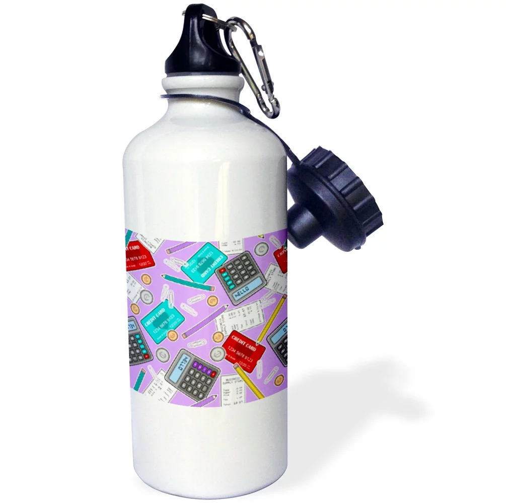 Accountant Themed Pattern Purple 21 oz Sports Water Bottle wb-185465-1