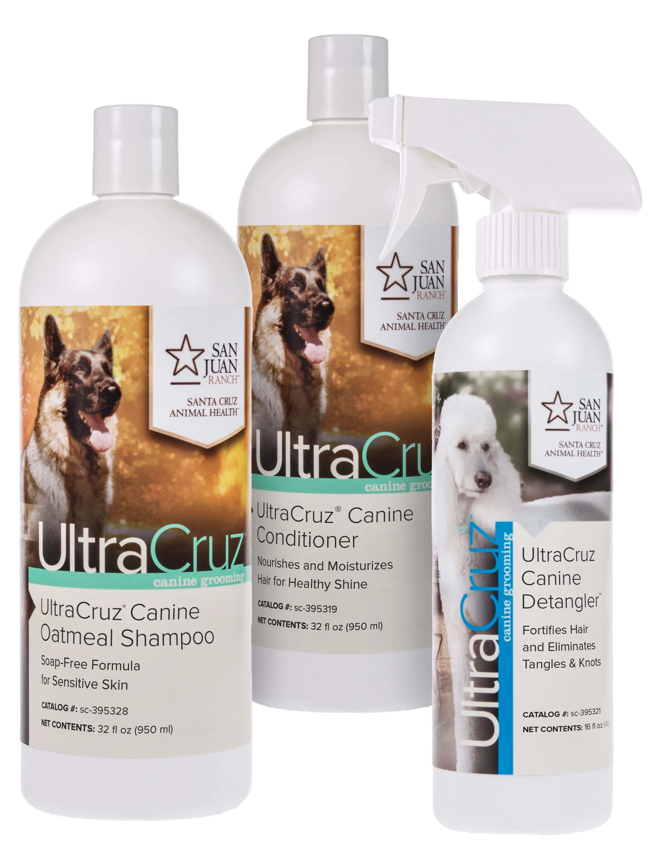UltraCruz Canine Oatmeal Dog Shampoo & Conditioner Bundle, 32 oz Each with 16 oz Detangler