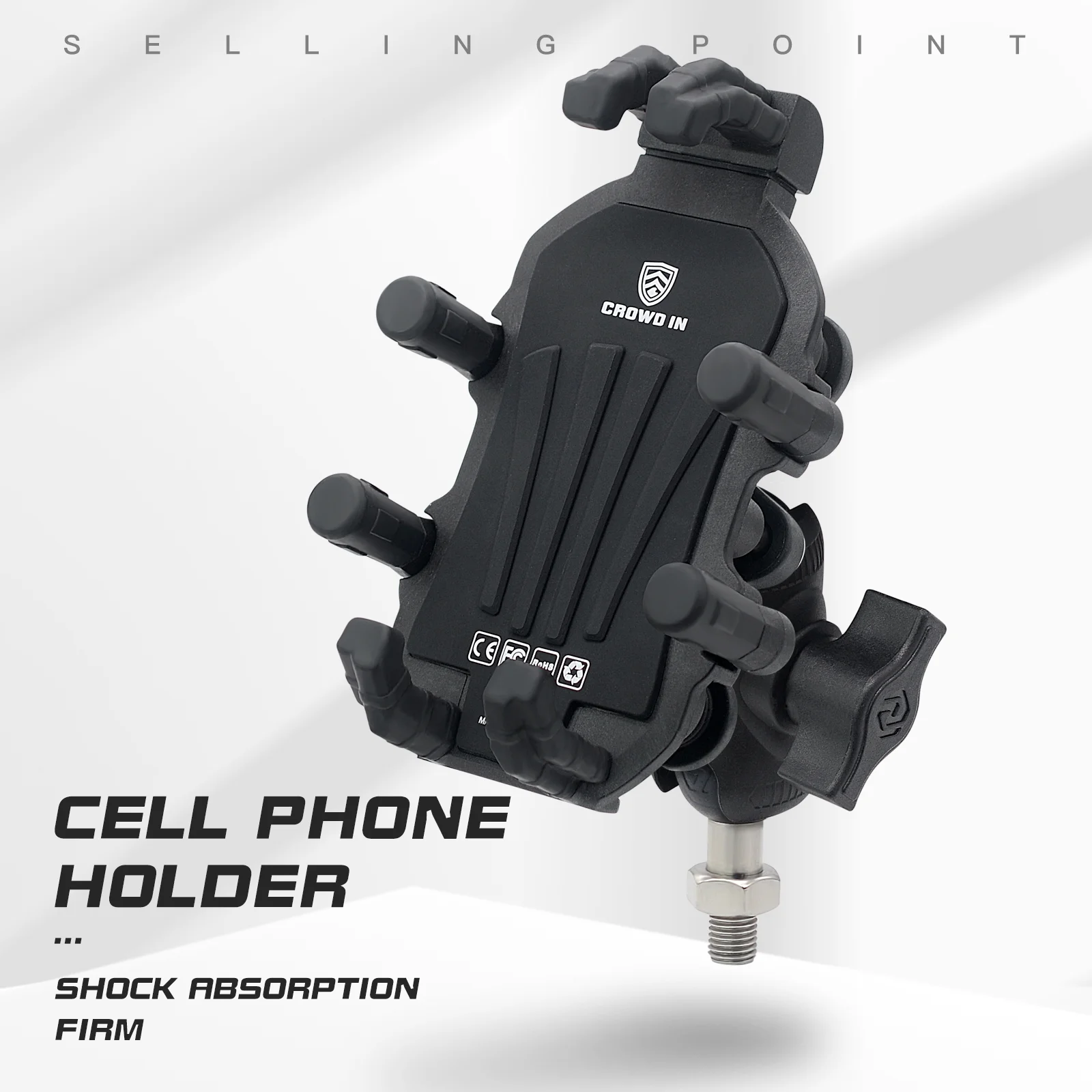 moobody Motorcycle Phone Mount Holder for Cell Phones with Vibration Dampener and 360° Adjustable Rotation