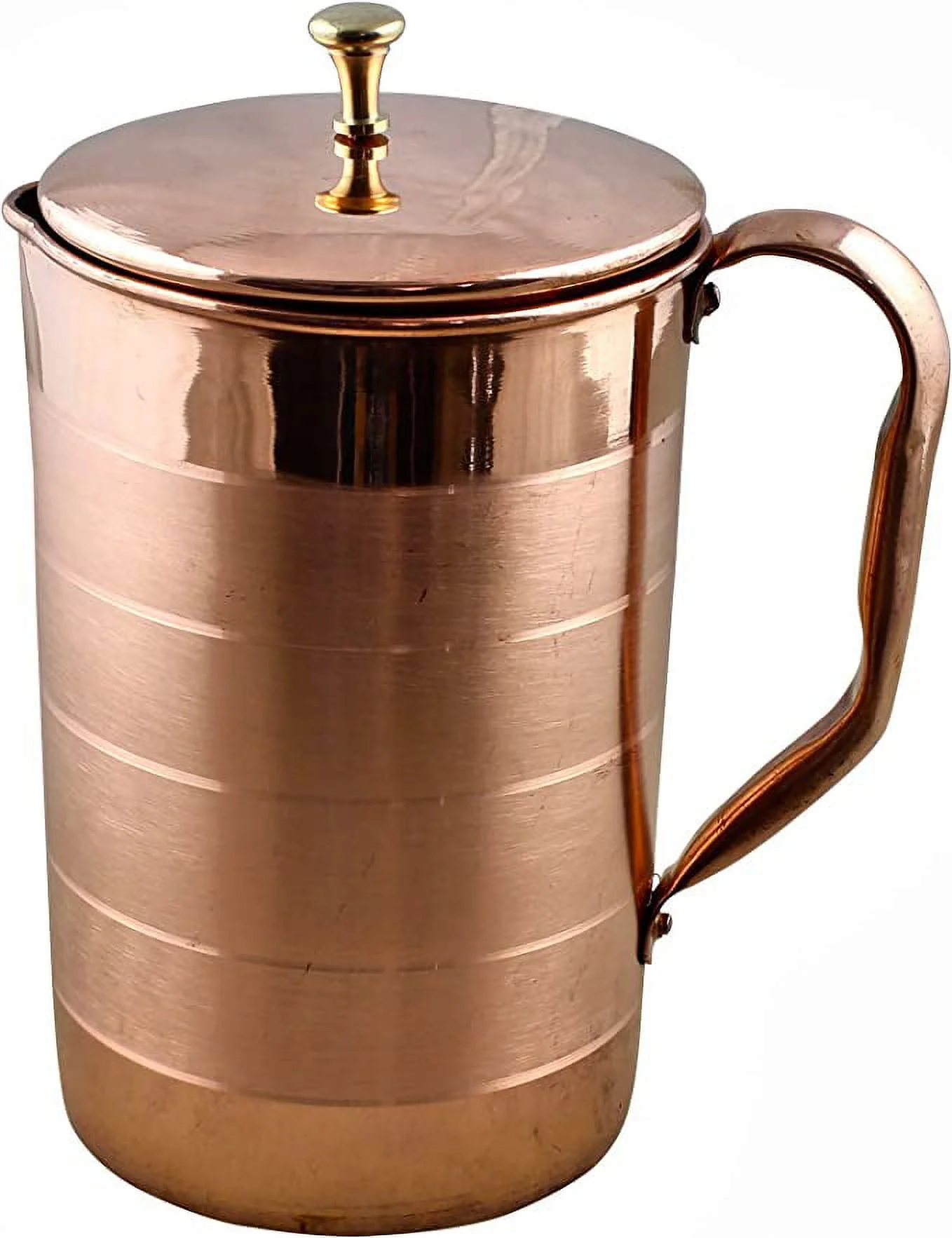 Stylla London® Handmade 100% Line Copper Jug Pitcher with Handle and Lid Best for Water, Ayurveda or Moscow Mule Cocktails