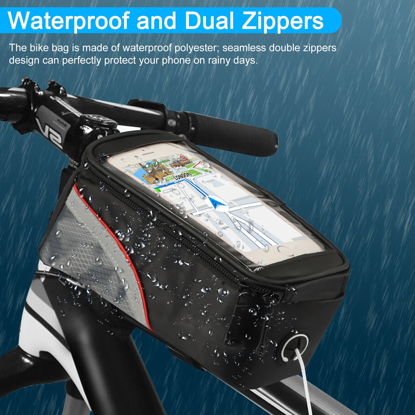 Waterproof Bicycle Frame Tube Front Top Bag MTB Bike Cycling Touch Phone Holder