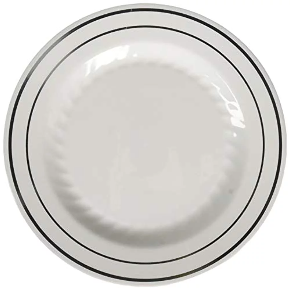 Fineline Settings Silver Splendor White With Silver Round China-Like 6