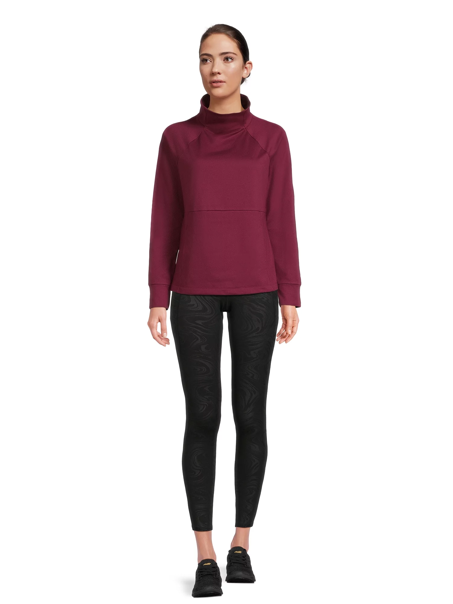 Avia Women’s Mock Neck Long Sleeve Pullover Top, Sizes XS-3XL