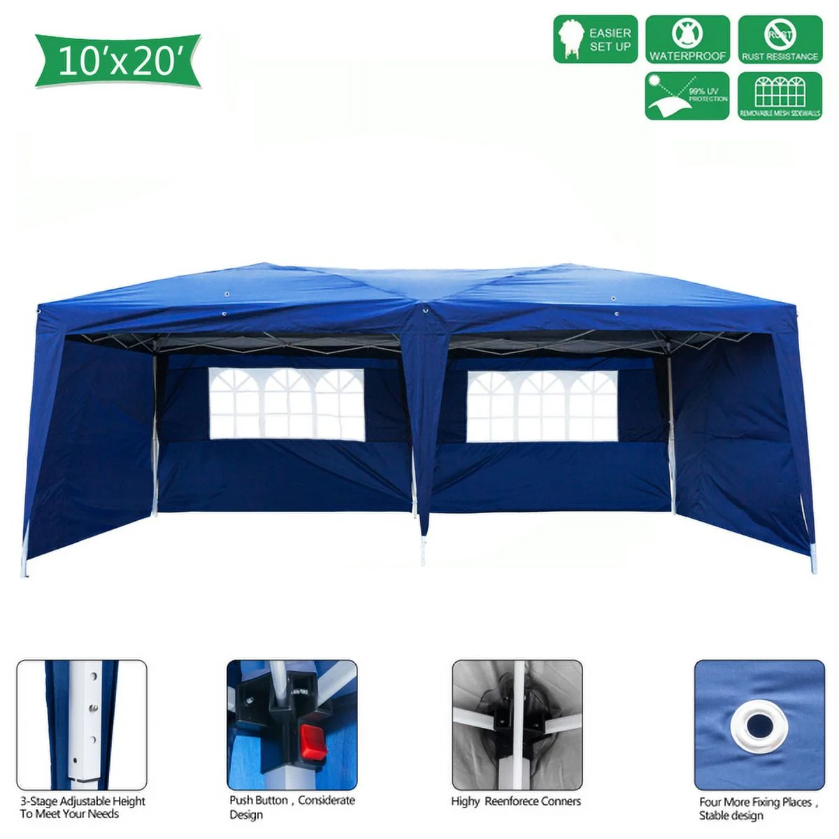 Bornmio Lotto 3 x 6m Two Windows Practical Waterproof Folding Tent Blue