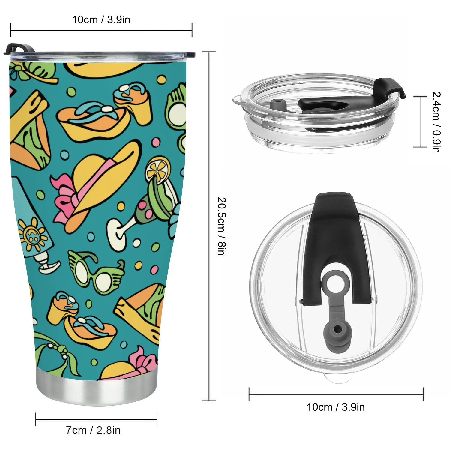 Hidove Stainless Steel Tumbler, Beach Time Print 30oz Leak Proof & Stainless Steel Bottle for Hot & Cold Drinks - Coffee Travel Mug, Water Metal Canteen, Thermal Cup