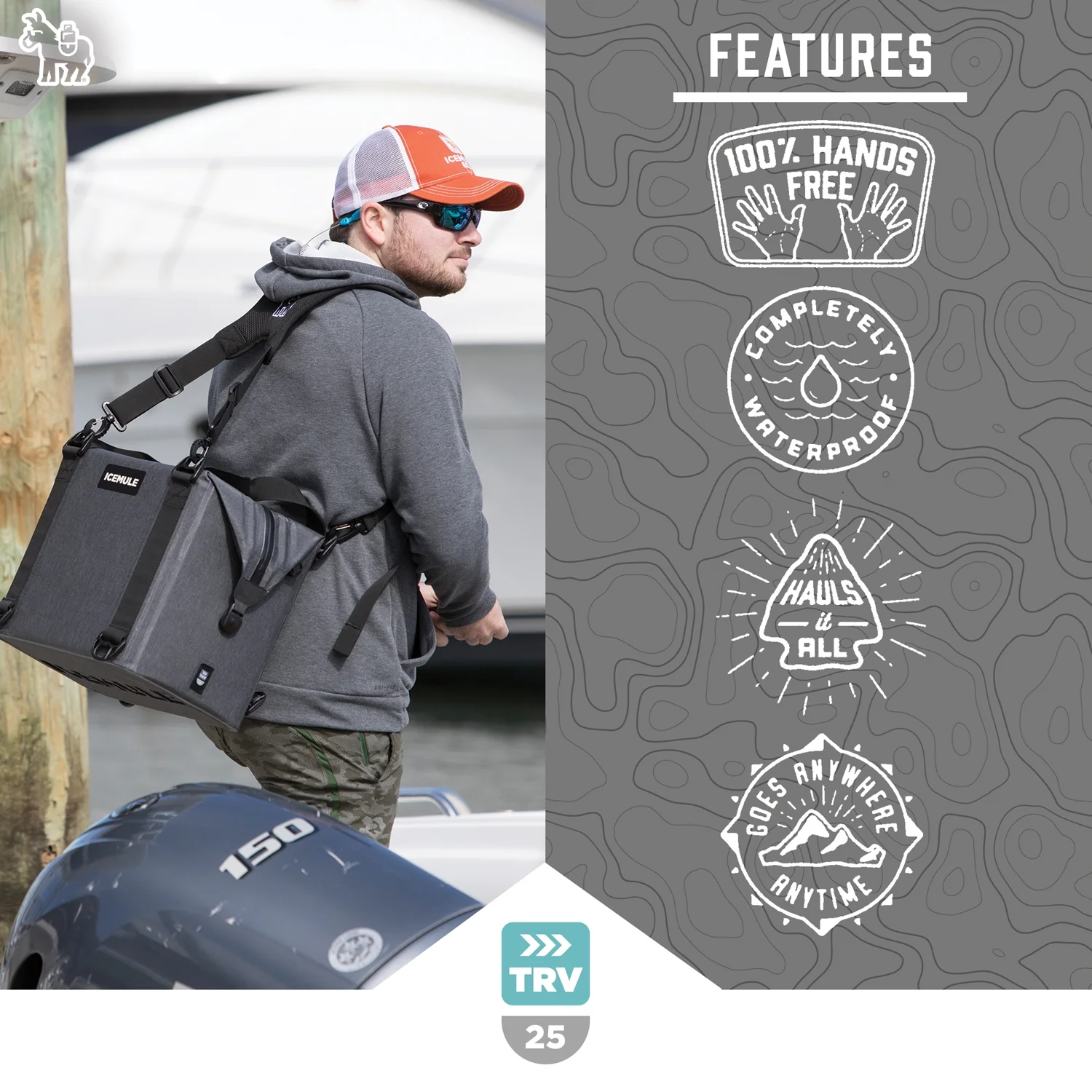 IceMule Traveler 25 Liter 20 Can Soft Insulated Waterproof Backpack Cooler Bag