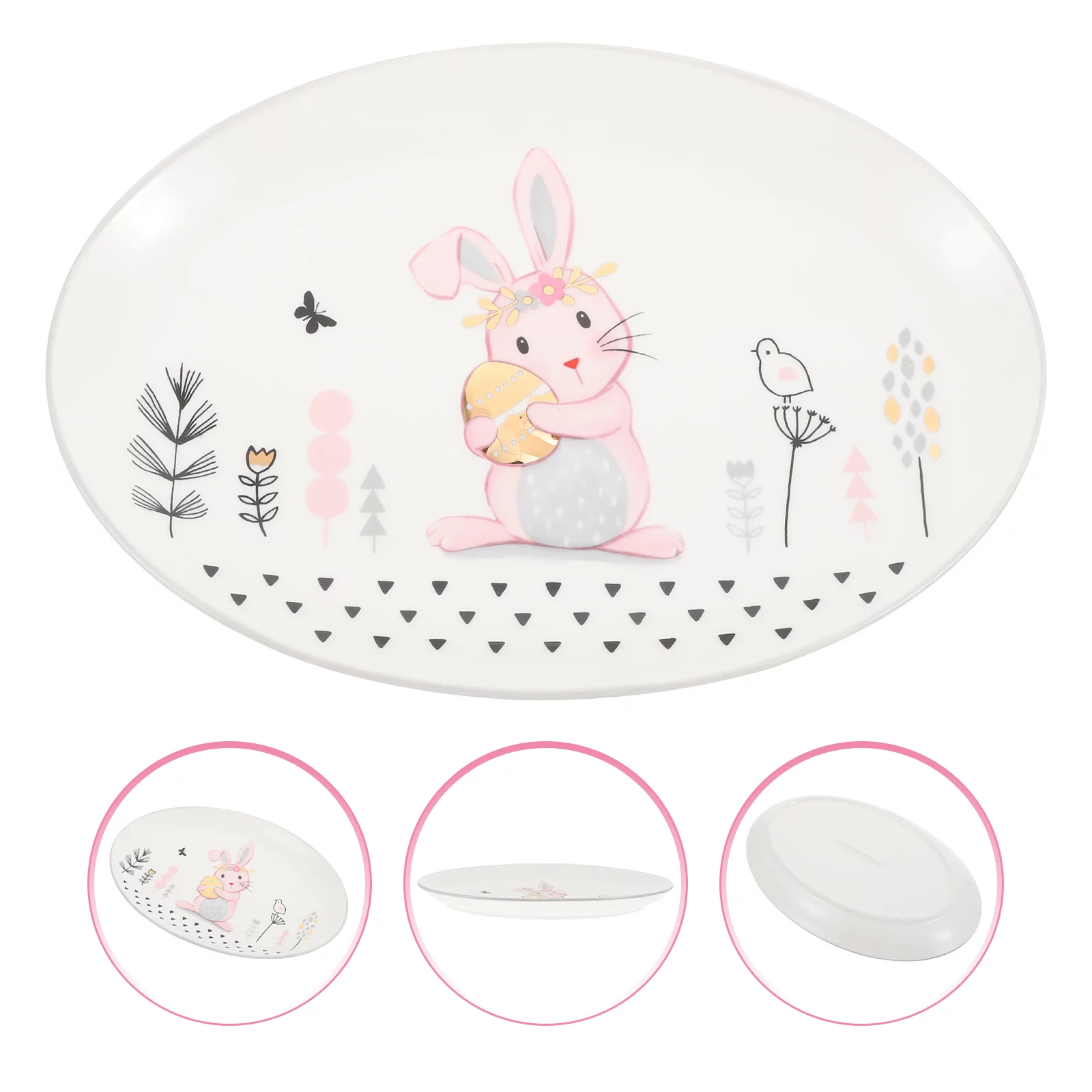 Lovely Rabbit Pattern Plate Creative Ceramic Tableware Dessert Fruits Salad Plate