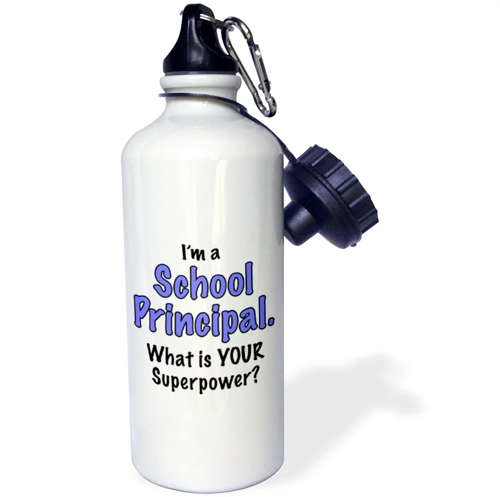 3dRose Im a school principal what is your superpower. Blue. - Straw Water Bottle, 21-ounce