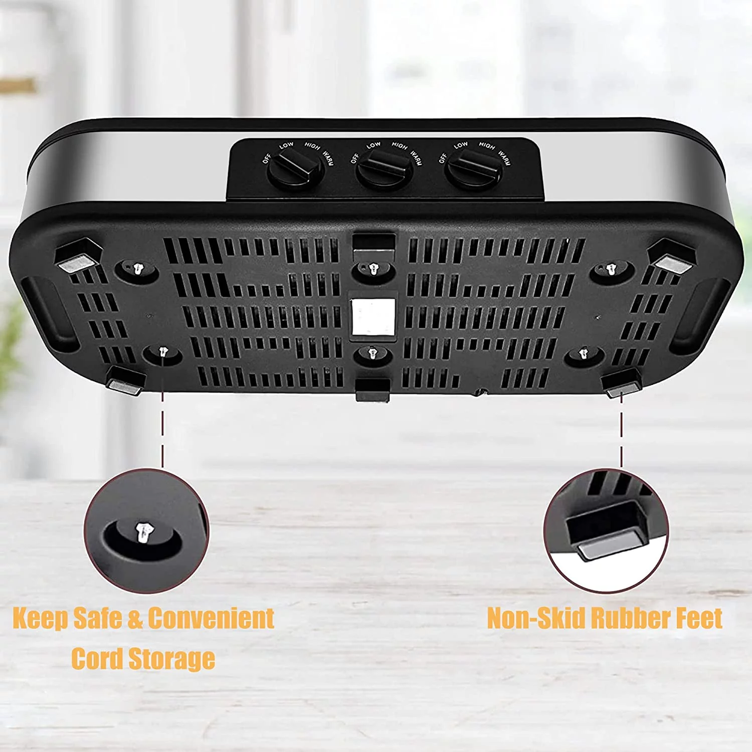 Triple Slow Cooker with Non-Skid Feet, 3脙鈥?.5 QT Slow Cooker Buffet Server, 3 Pots Food Warmer Adjustable Temp Lid Rests Stainless Steel Manual Silver for Parties Holidays Families