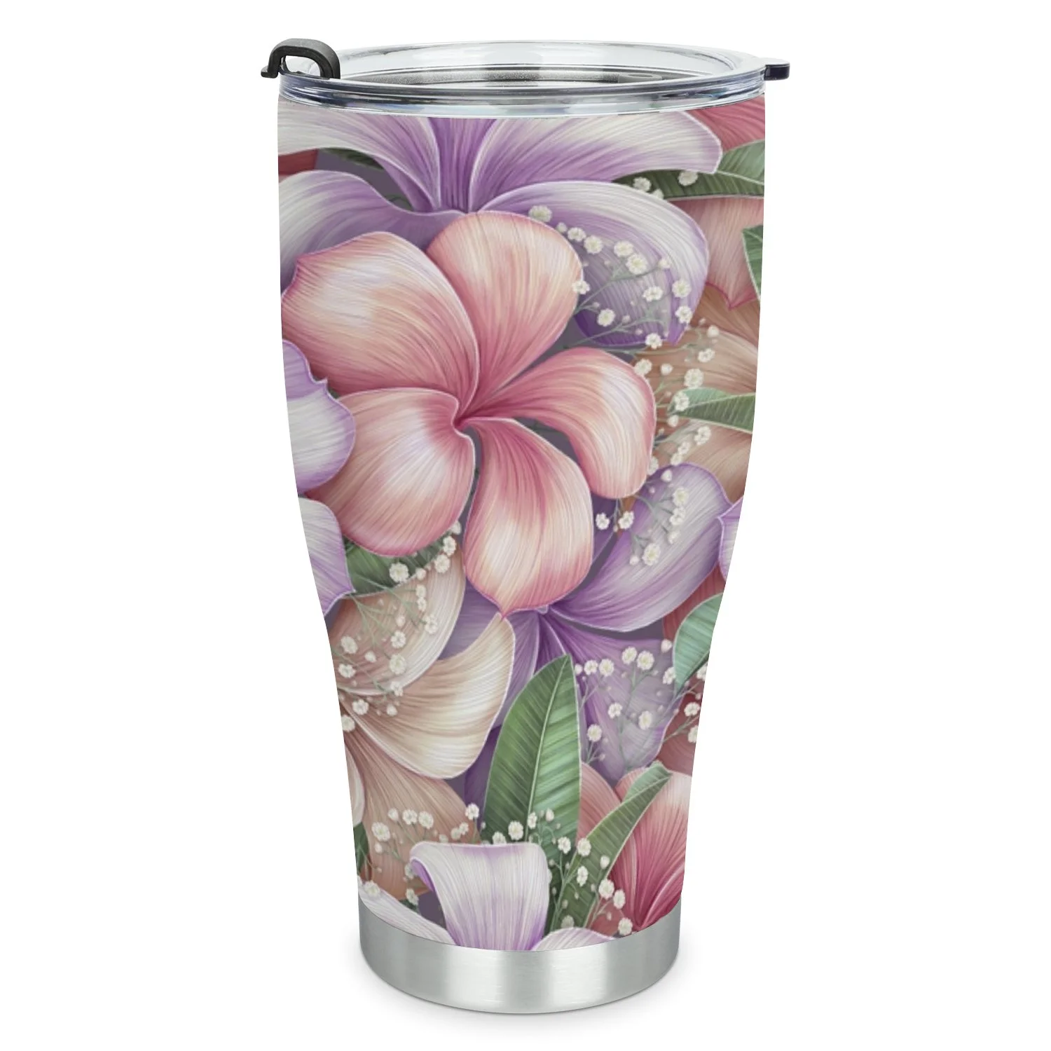 Hidove Stainless Steel Tumbler, Floral Seamless Pattern 30oz Leak Proof & Stainless Steel Bottle for Hot & Cold Drinks - Coffee Travel Mug, Water Metal Canteen, Thermal Cup