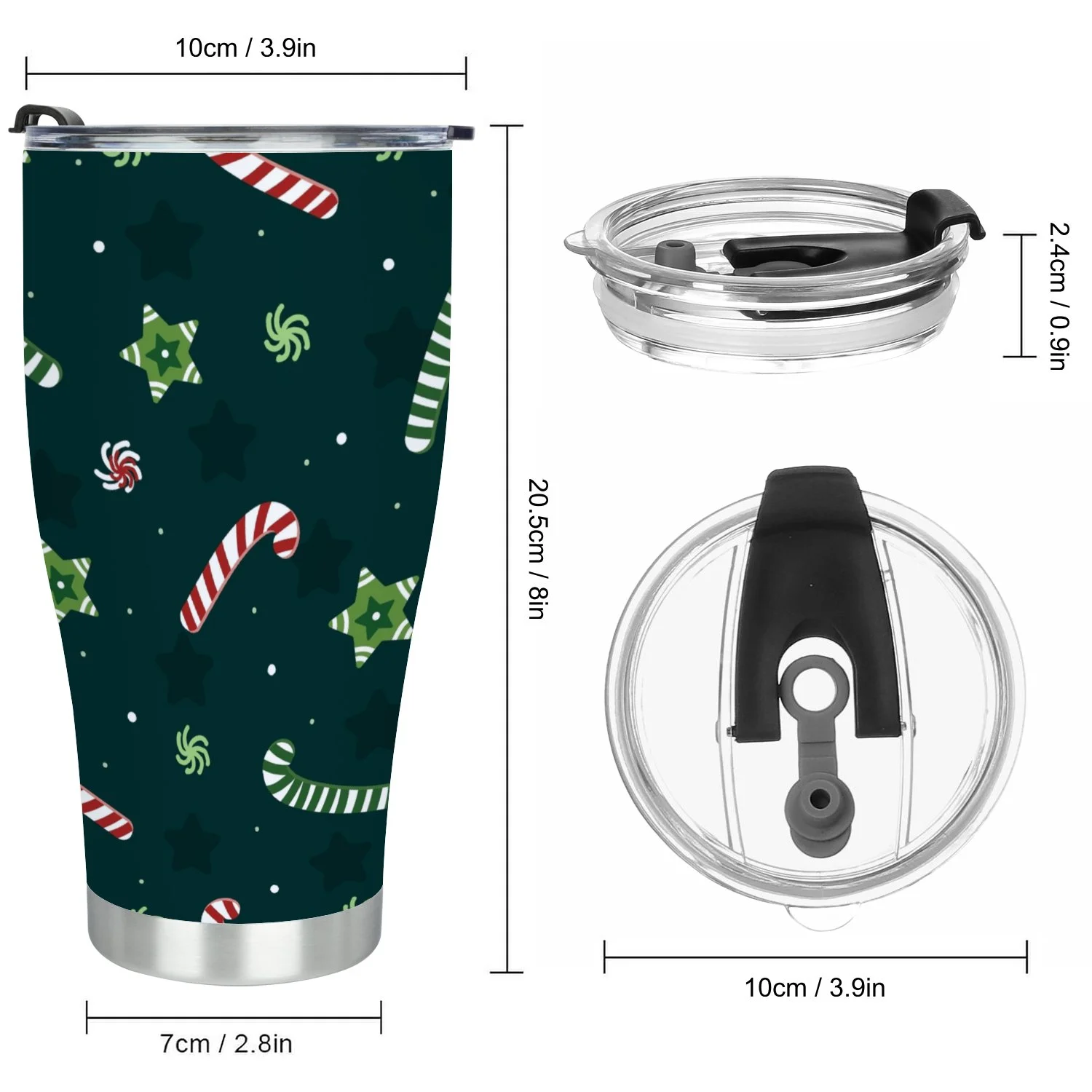 Hidove Stainless Steel Tumbler, New Year and Christmas Pattern 30oz Leak Proof & Stainless Steel Bottle for Hot & Cold Drinks - Coffee Travel Mug, Water Metal Canteen, Thermal Cup