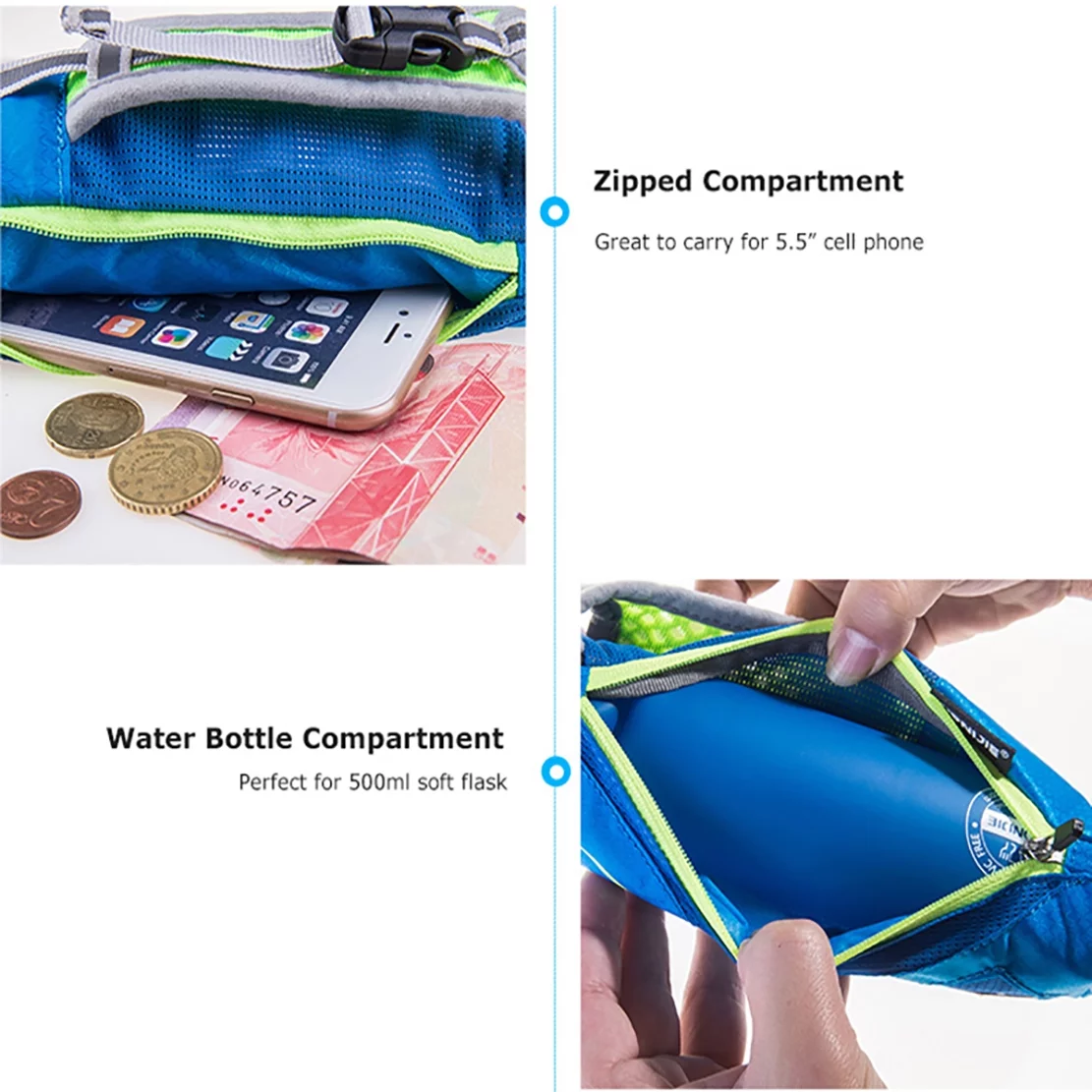 Aonijie Quick Grip Handheld Water Bottle with 500ml Soft Flask for Running, Hydration Pack(Black)