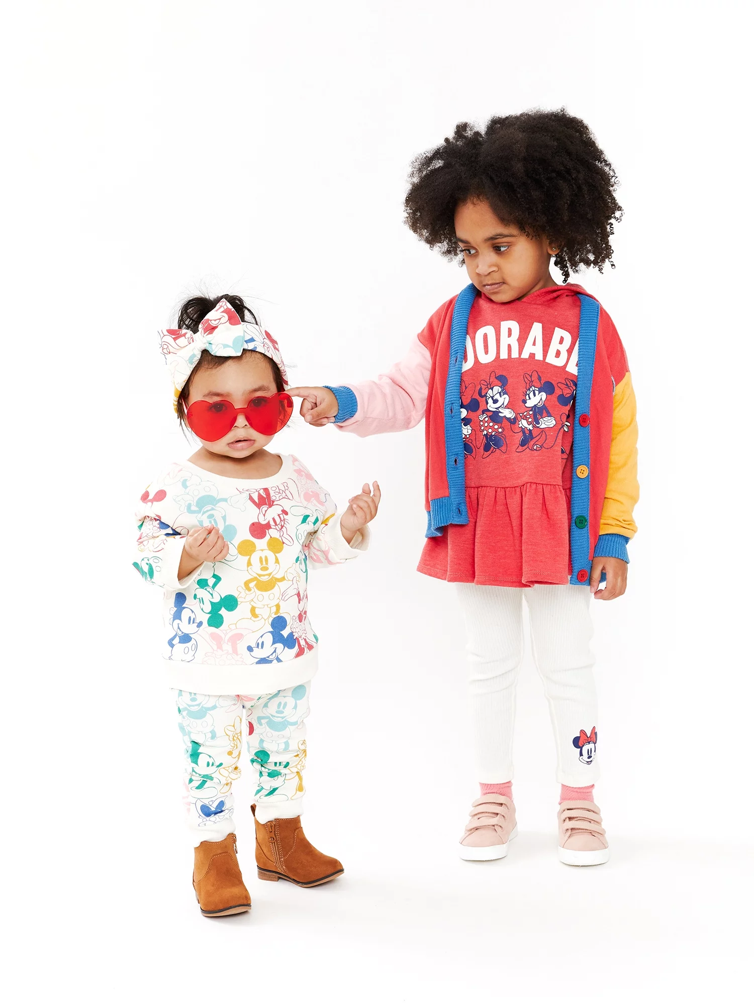 Disney Minnie Mouse and Mickey Mouse Baby and Toddler Girls Hoodie Peplum Sweatshirt and Leggings, 2-Piece Outfit Set, 12 Months-5T