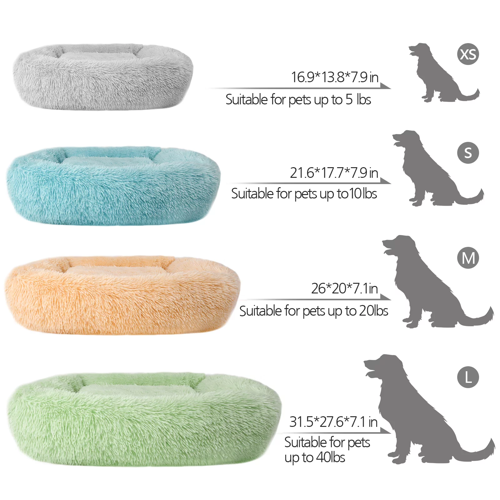 Plush Dog Bed Calming Puppy Cat Pet Beds Pad Soft Warm Sleeping Kennel