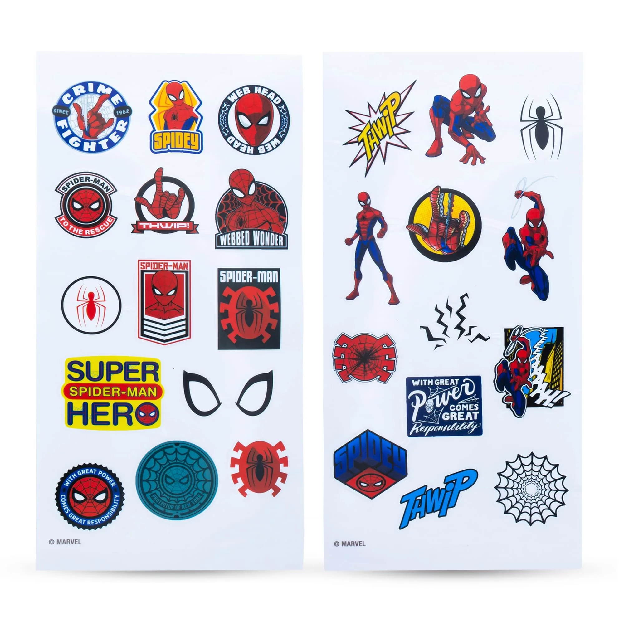 Marvel Comics Spider-Man Hinged Handle Plastic Water Bottle and Sticker Set