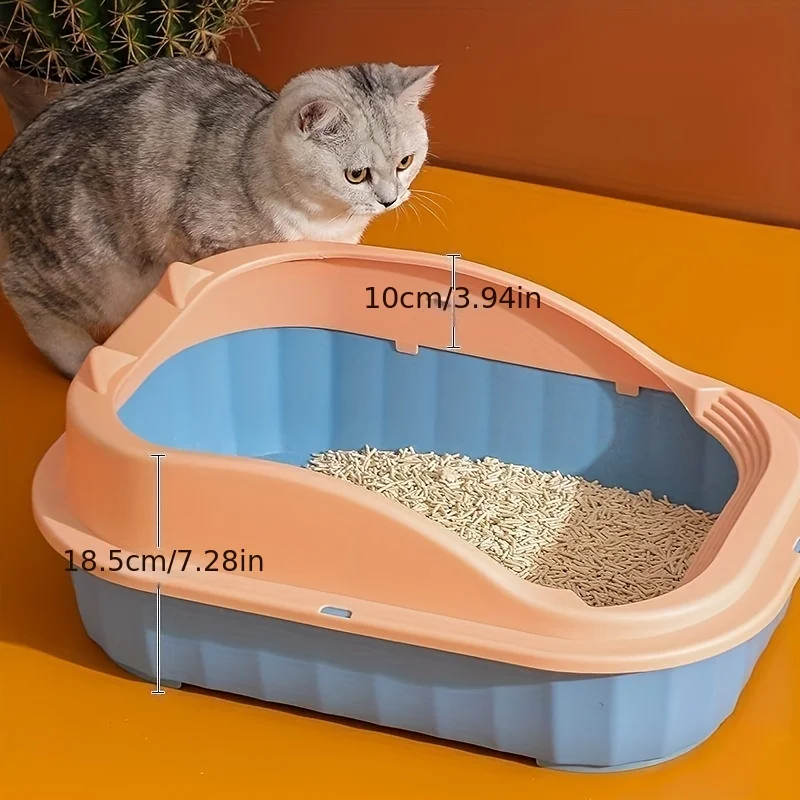 Large Semi-Enclosed Cat Litter Box - Anti-Splash and Easy to Clean