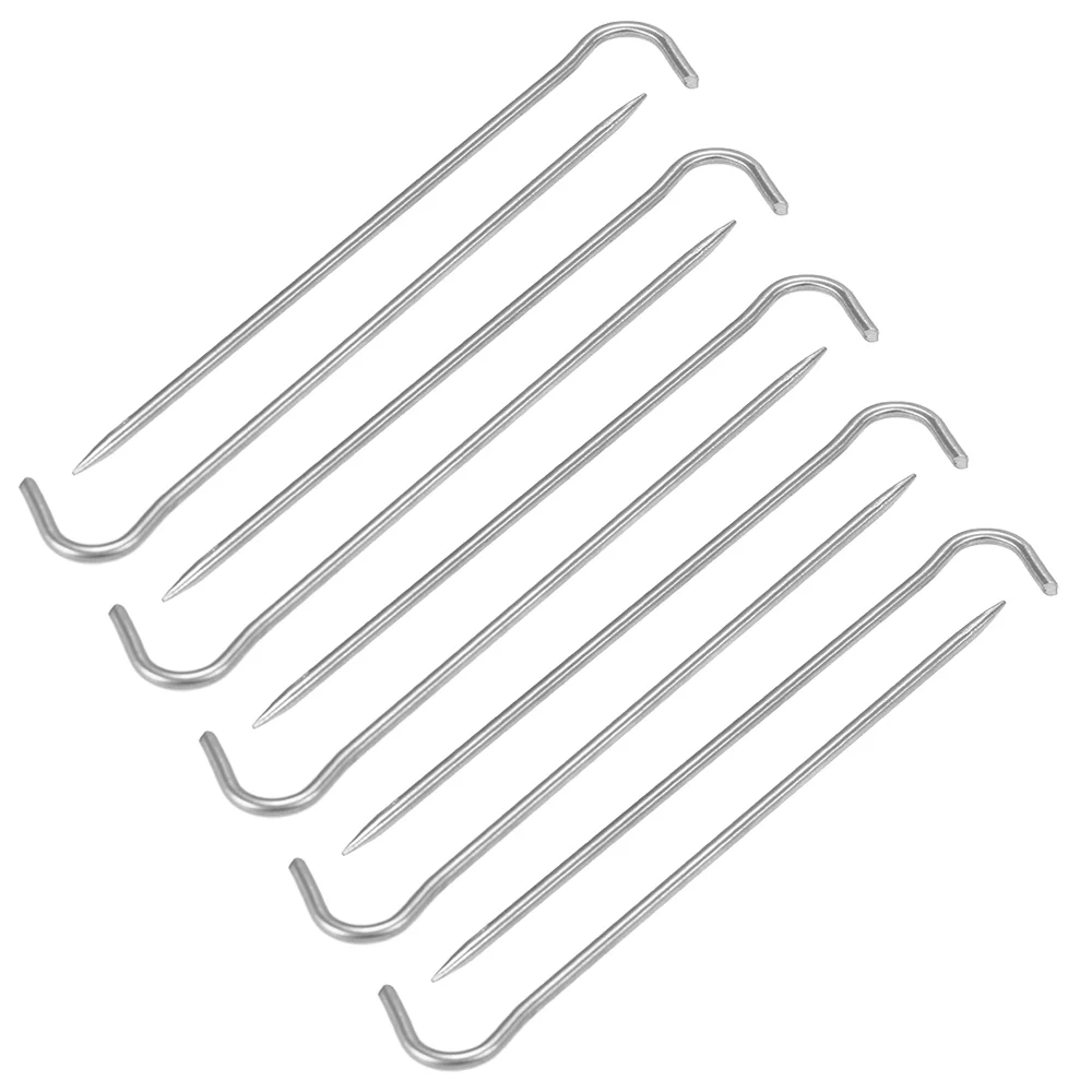 Vistreck 6pcs/10pcs Titanium Tent Pegs Titanium Tent Nails Outdoor Camping Tent Stakes Bend Hook