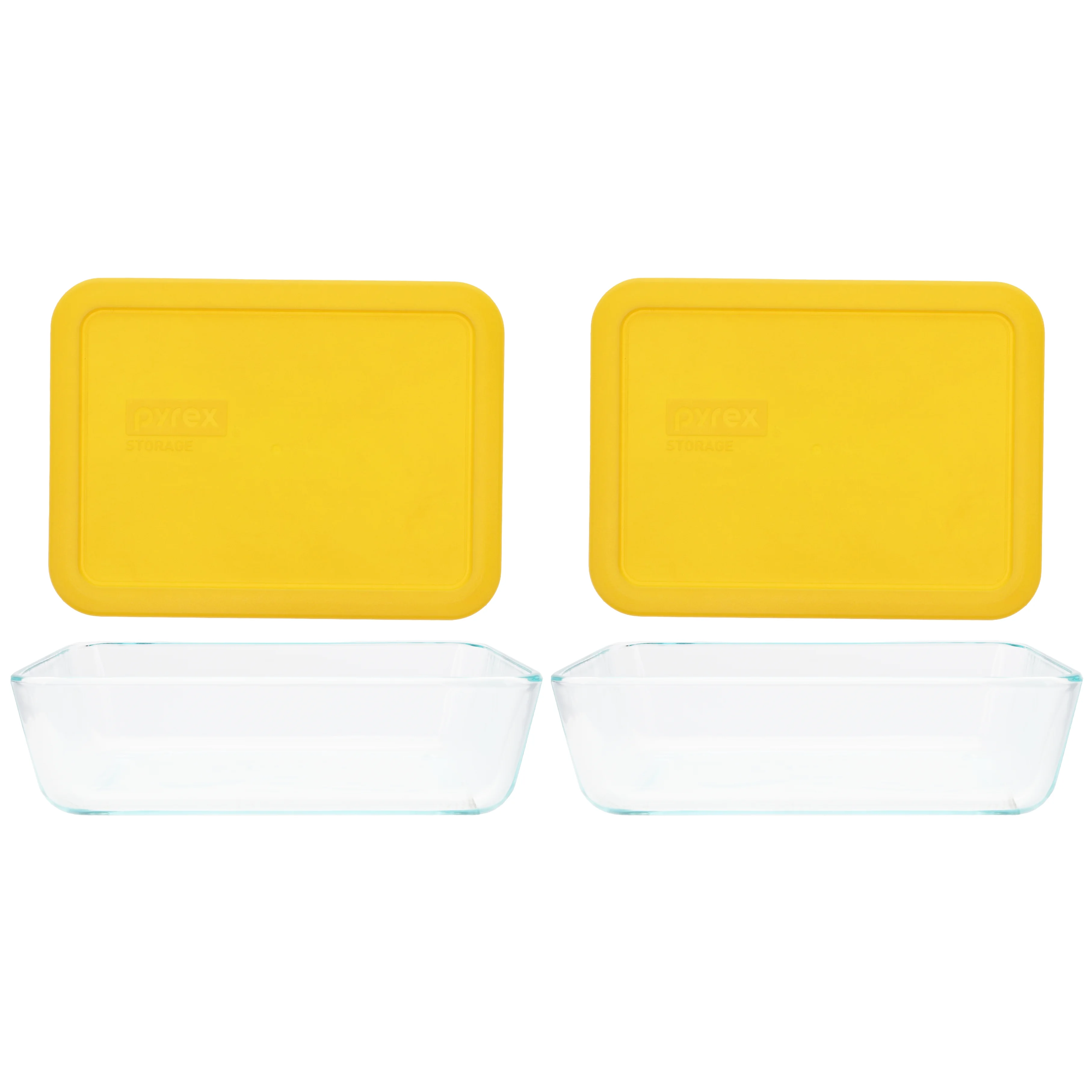 Pyrex 7210 3-Cup Glass Dish with 7210-PC 3-Cup Lemon Yellow Lid (2-Pack)