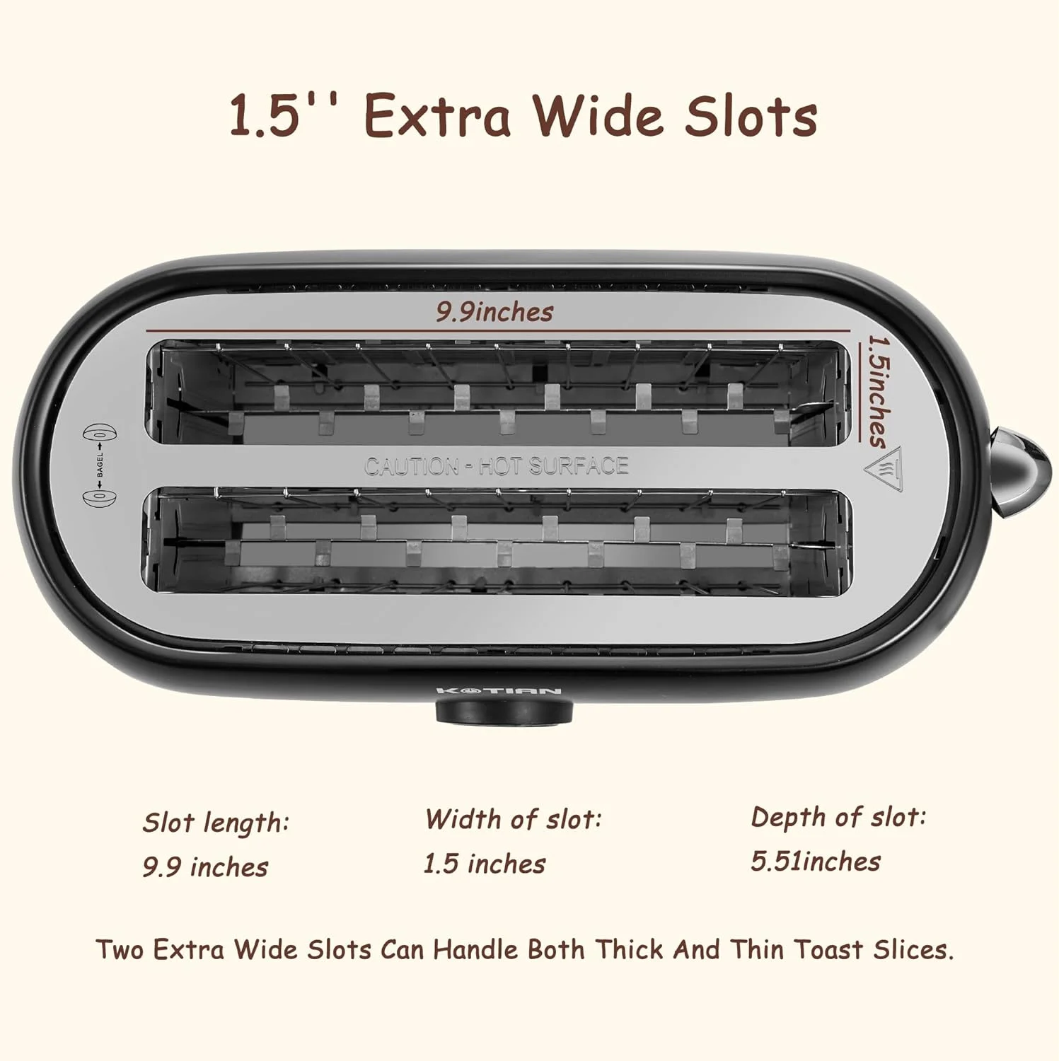 4 Slice, Retro Long Slot Toasters with Countdown Timer,Stainless Steel Toaster,Bagel,Defrost,Reheat,Cancel Functions,Extra Wide Slots,6 Toast Settings,Removable Crumbs Tray,Matte black