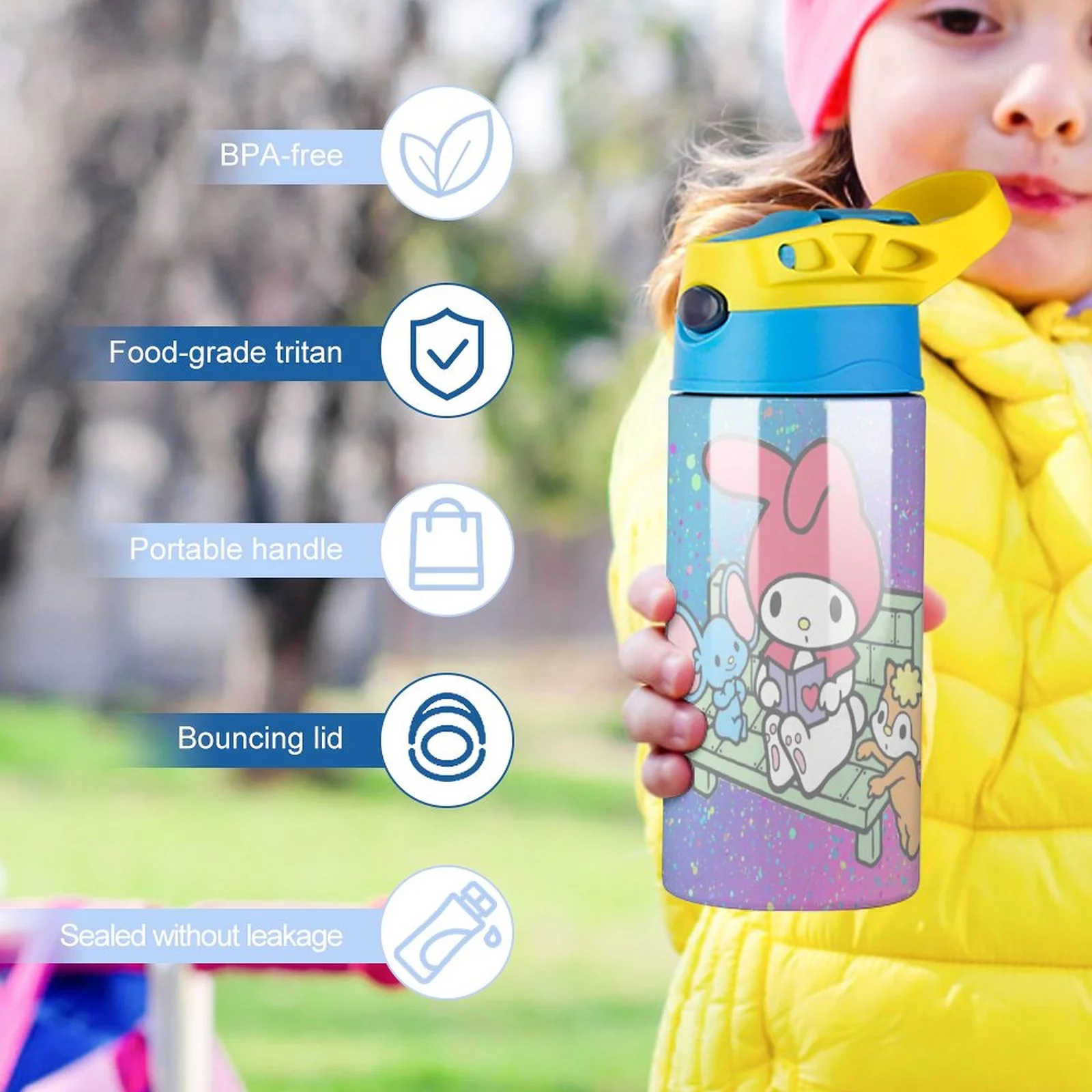 Mouse My Melody Children's Water Bottle Vacuum Insulated Stainless Steel Cup With Straw Toddler Thermoses