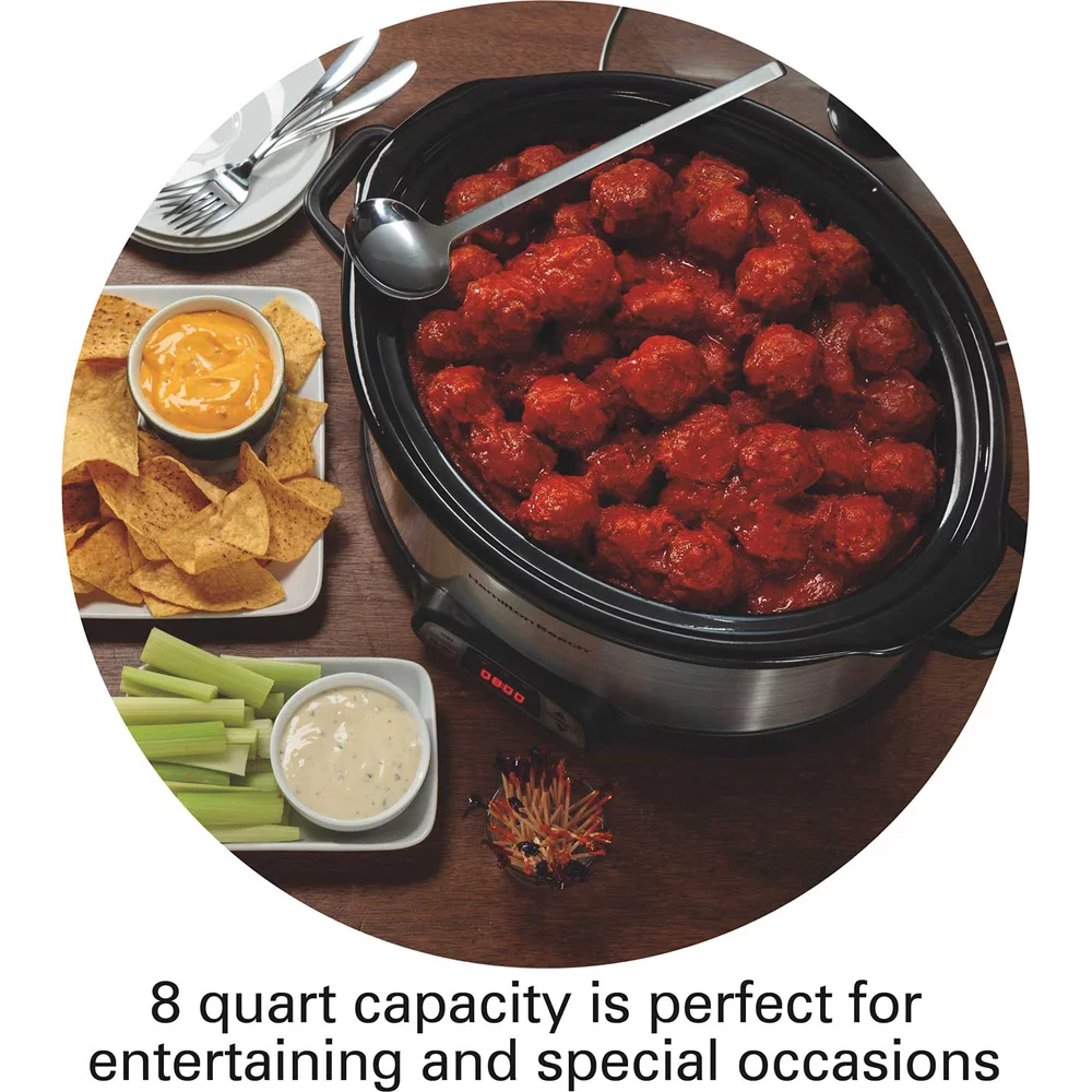 Hamilton Beach 33480 Programmable 8 Quart Slow Cooker with Three Temperature Settings 2 Pack