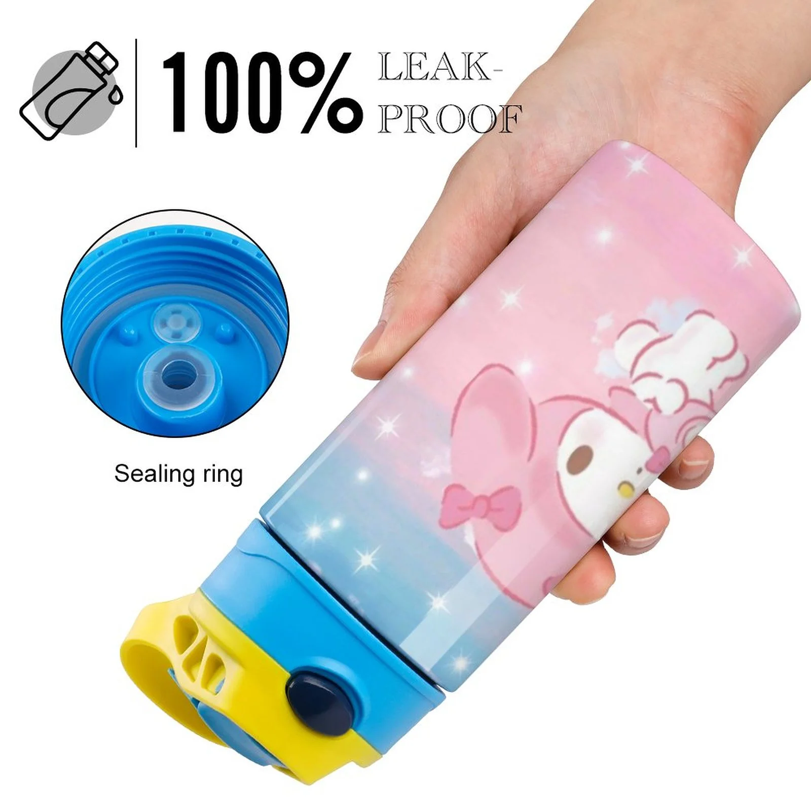 My Melody Kawaii Children's Water Bottle Vacuum Insulated Stainless Steel Cup With Straw Toddler Thermoses