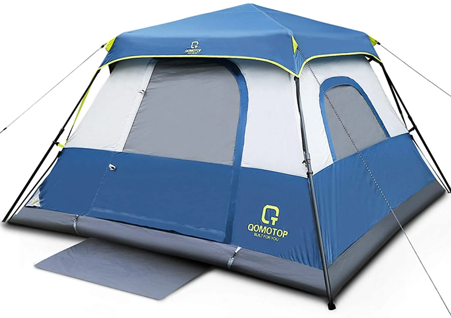 OT QOMOTOP Tents, 4 Person 60 Seconds Set Up Camping Tent, Waterproof Pop Up Tent with Top Rainfly, Instant Cabin Tent, Advanced Venting Design, Provide Gate Mat